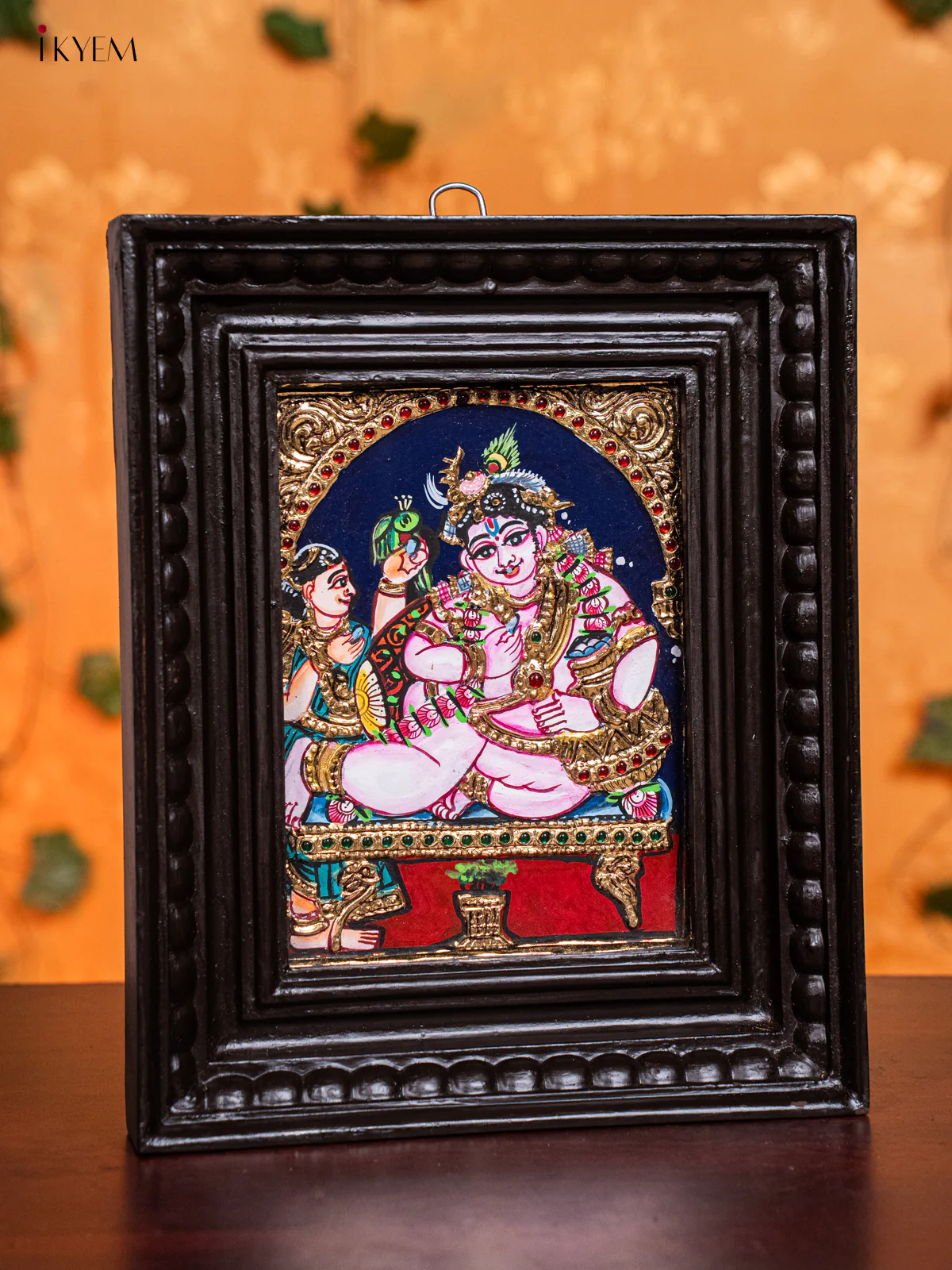 Butter Krishna Tanjore painting - (11x9 Inches) - KH26114 - Image 2