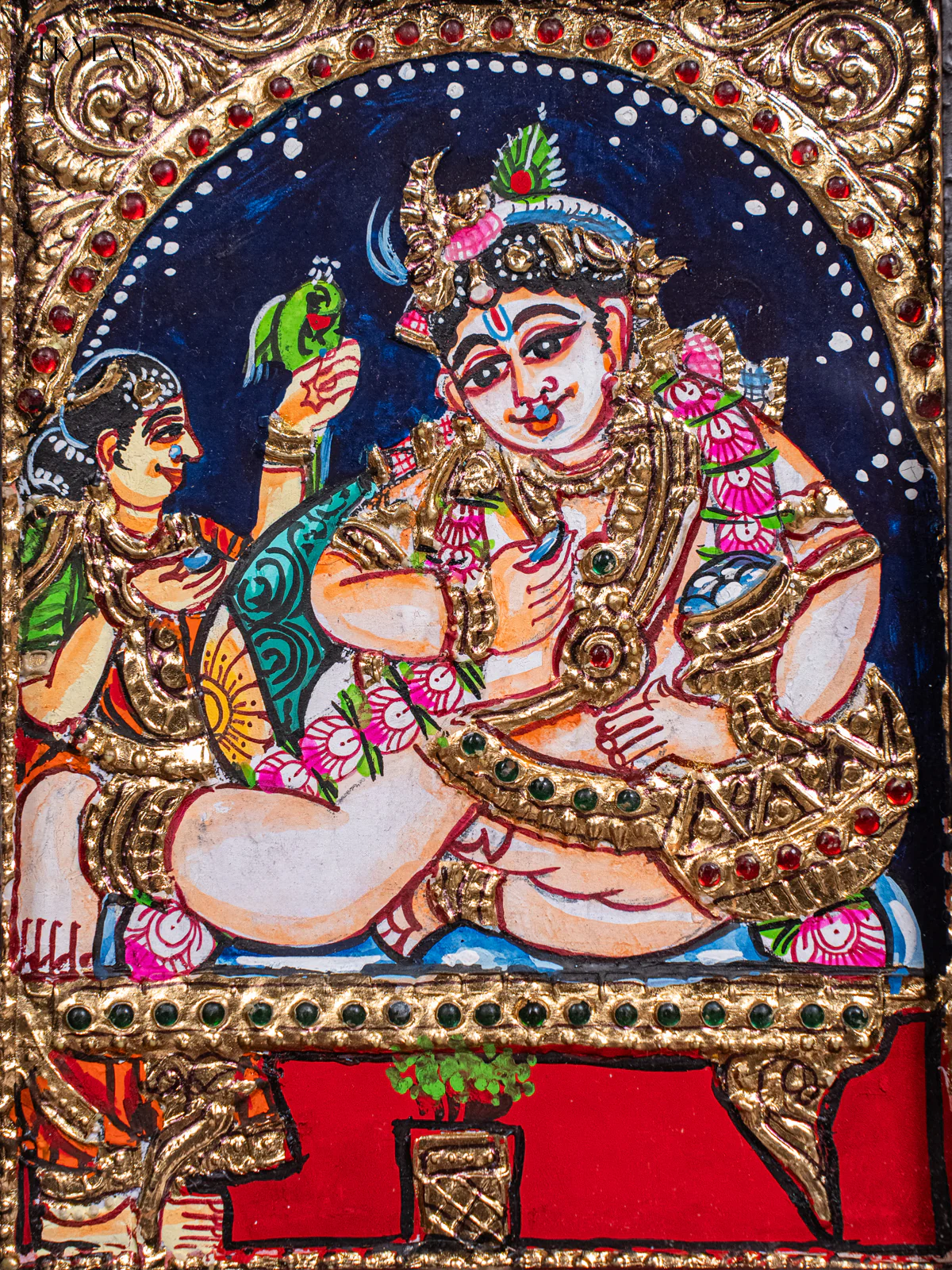 Butter Krishna Tanjore painting - (11x9 Inches) - KH26115 - Image 3