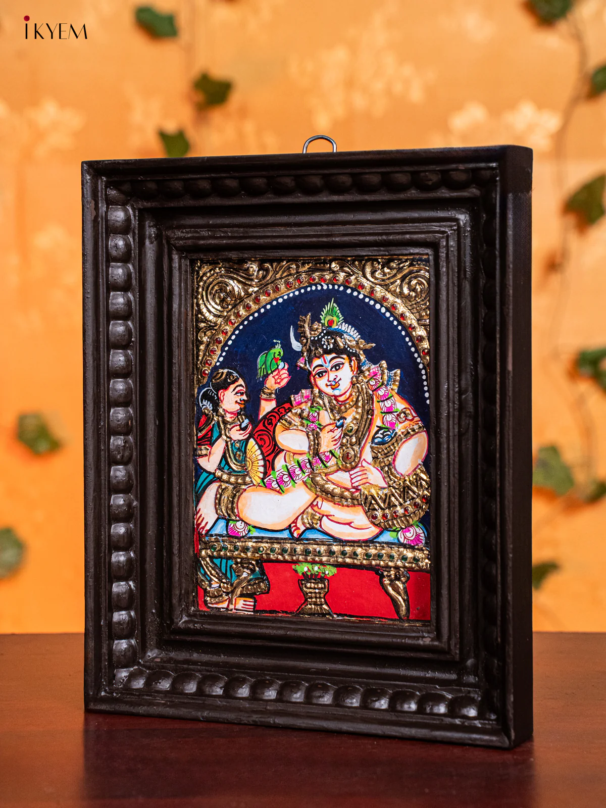 Radiant Lord Krishna With Butter Pot Thanjavur painting (11x9 Inches) - KH26116 - Image 4