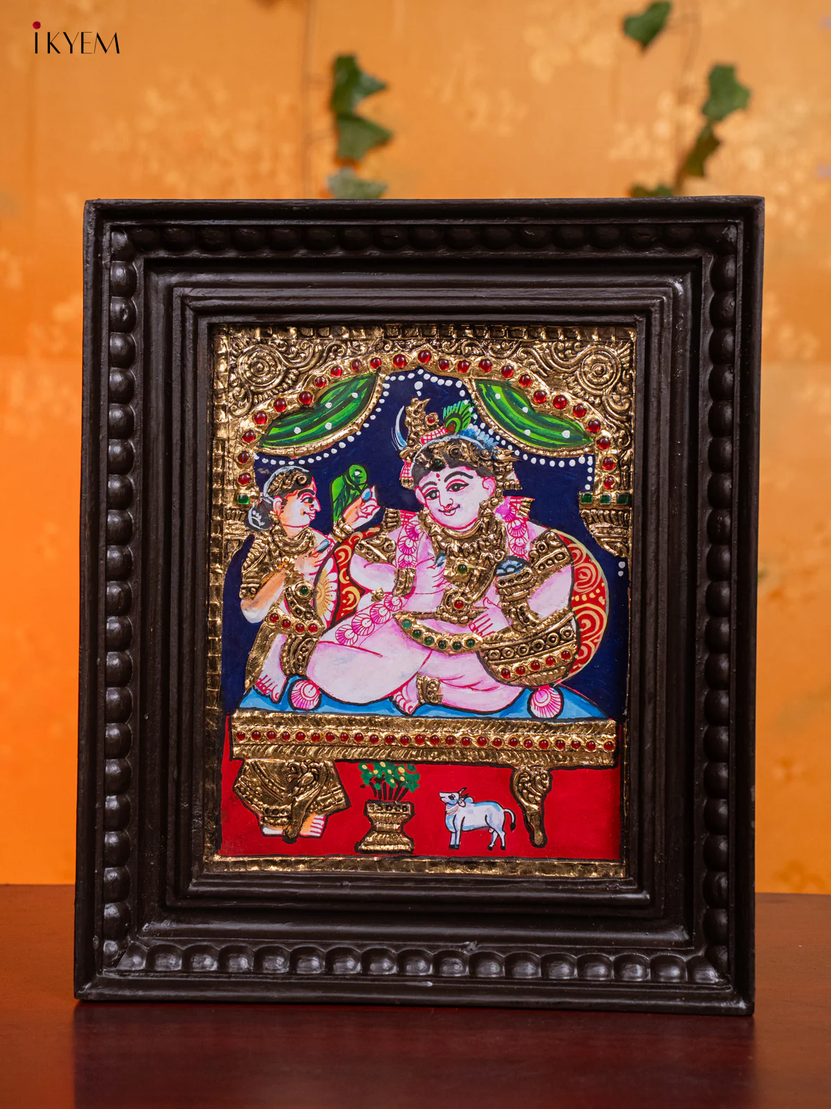 Lord Krishna With Butter Pot Tanjore Painting - (13x11) Inch - KH26147
