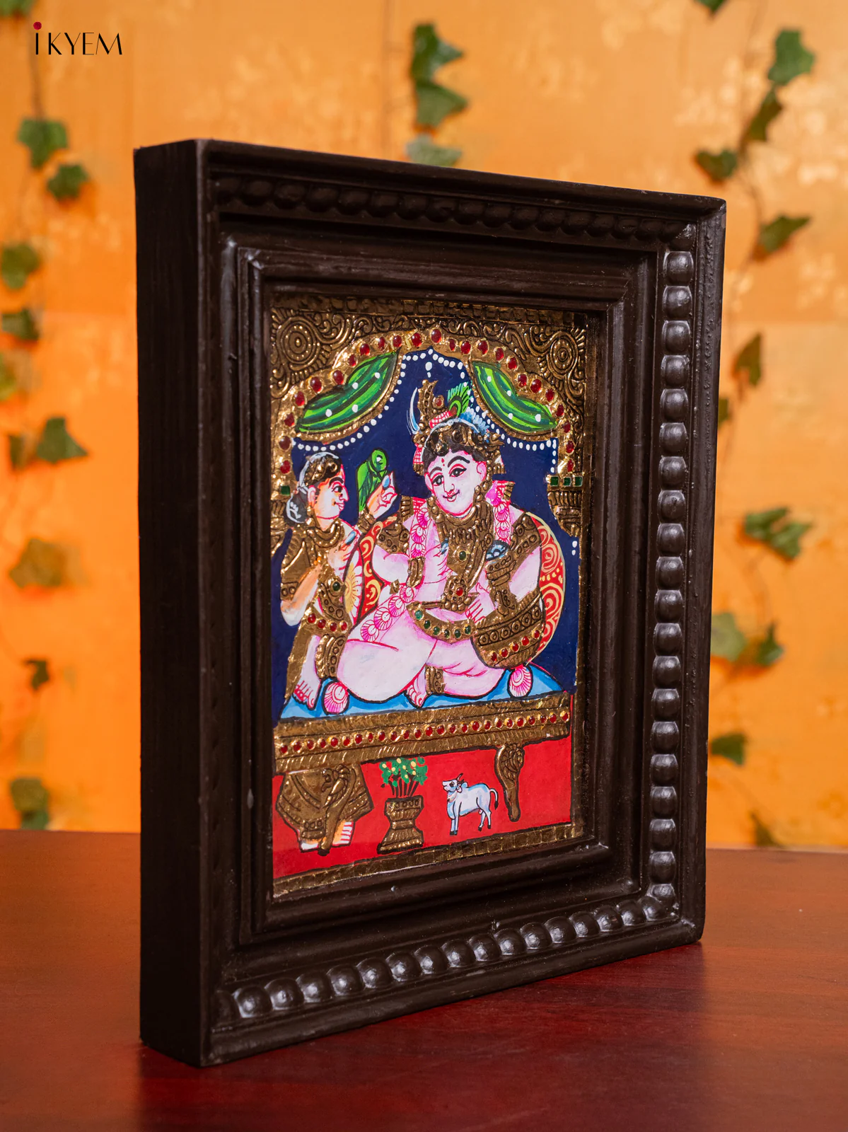 Lord Krishna With Butter Pot Tanjore Painting - (13x11) Inch - KH26147 - Image 2