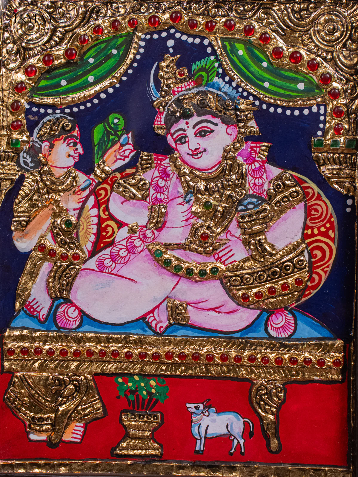 Lord Krishna With Butter Pot Tanjore Painting - (13x11) Inch - KH26147 - Image 3