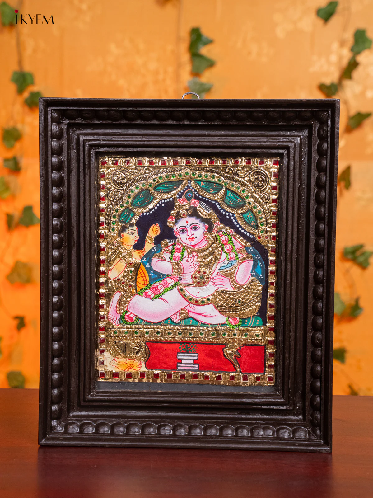 Lord Krishna With Butter Pot Tanjore Painting - (13x11) Inch - KH26148