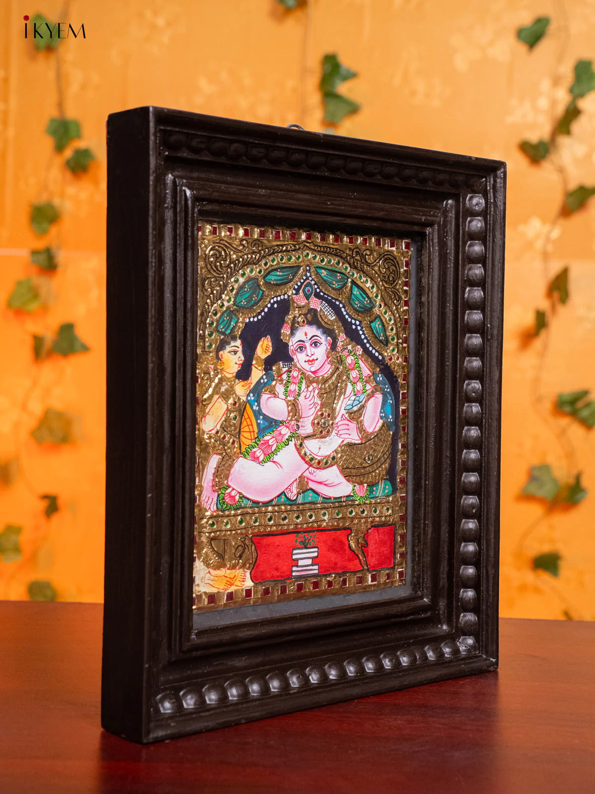 Lord Krishna With Butter Pot Tanjore Painting - (13x11) Inch - KH26148 - Image 2