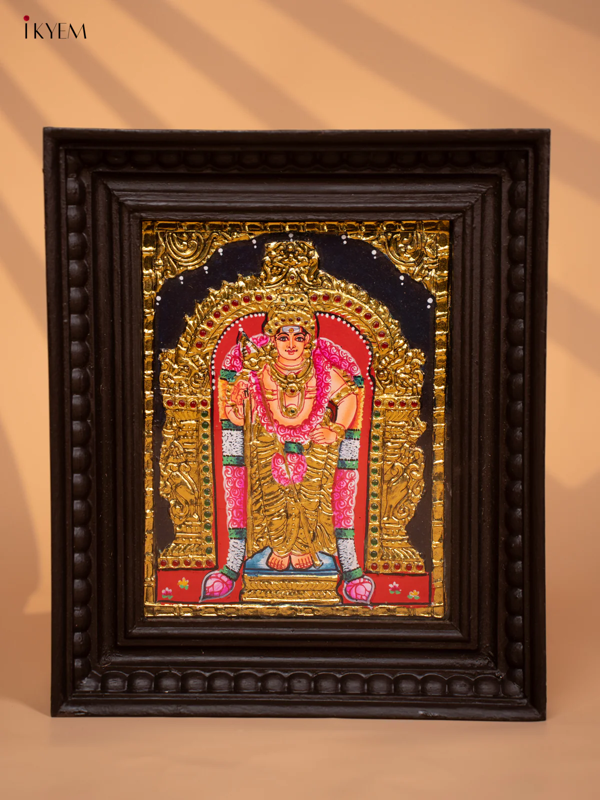 Opulent Lord Murugan Tanjore Painting (13x11 Inch) - KD17113