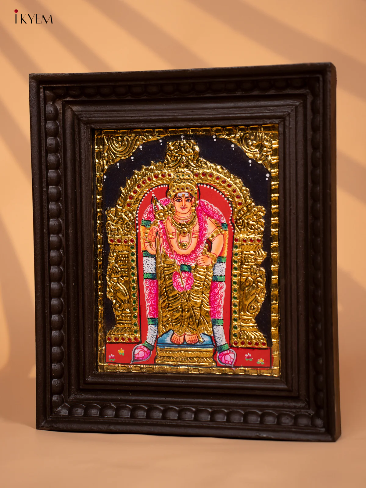 Opulent Lord Murugan Tanjore Painting (13x11 Inch) - KD17113 - Image 4