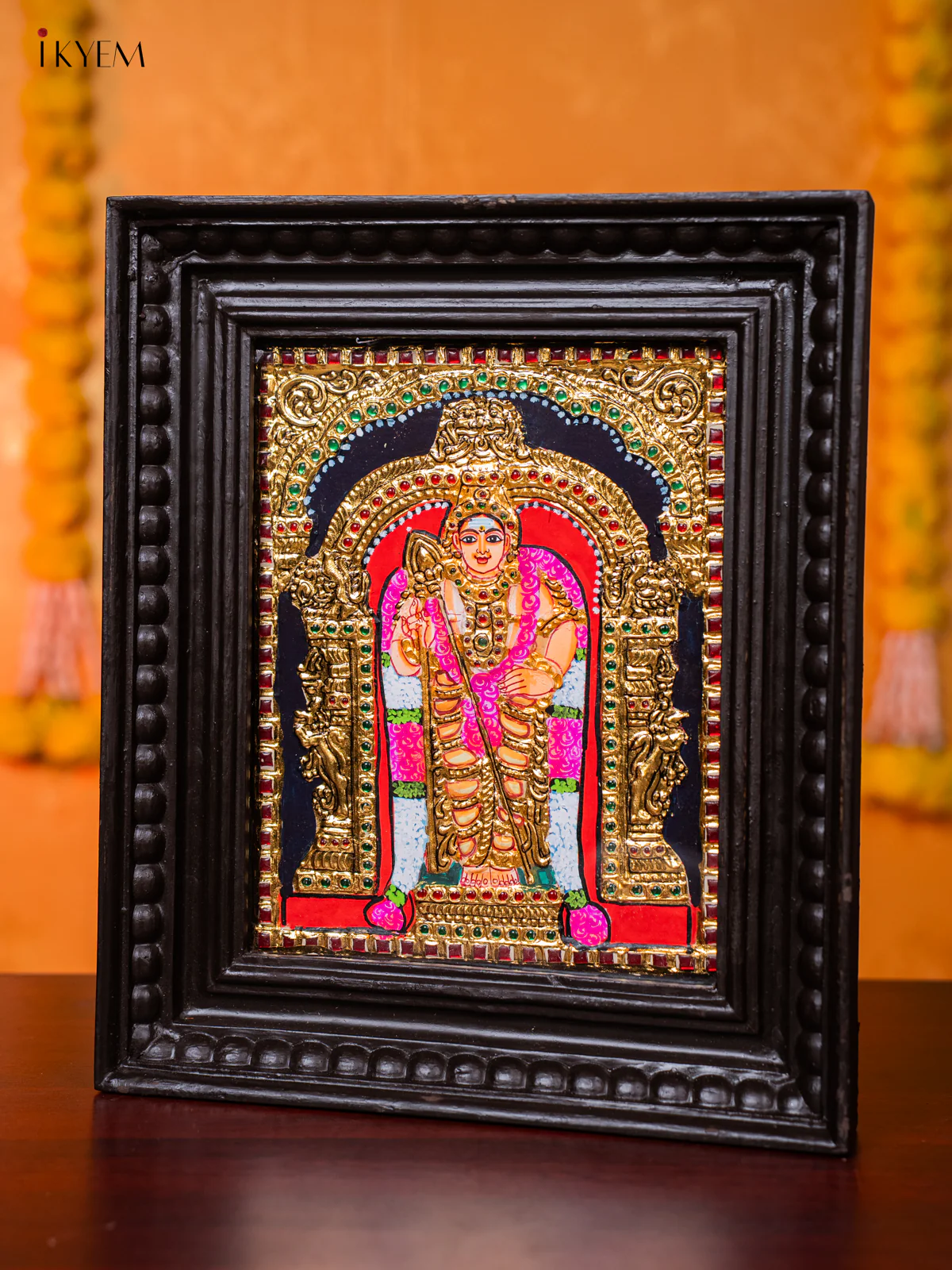 Majestic Lord Murugar Tanjore painting (13*11 inches) - KJ03155 - Image 2