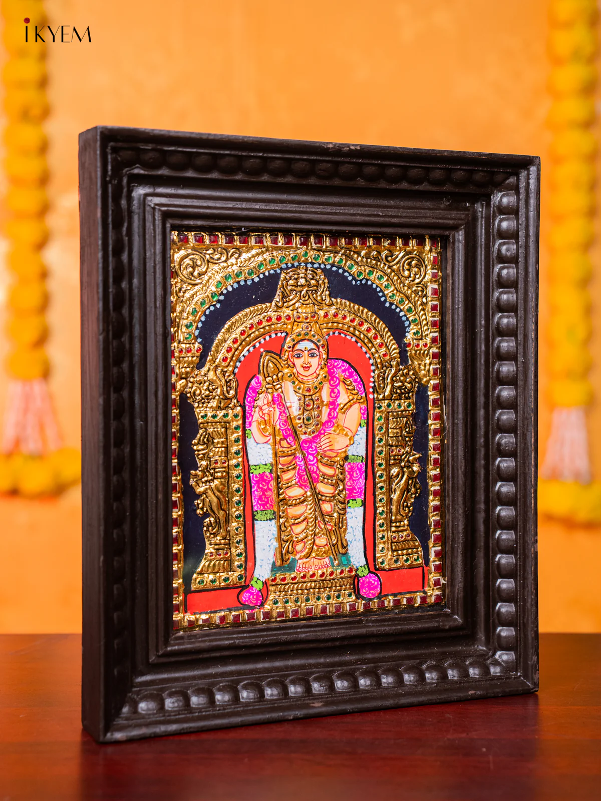 Majestic Lord Murugar Tanjore painting (13*11 inches) - KJ03155 - Image 4
