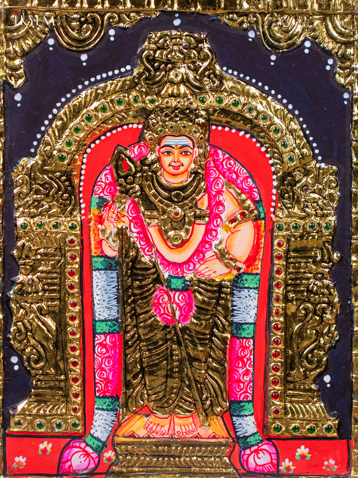 Elegant Lord Murugar Tanjore painting (13*11 inches) - KJ03156 - Image 3