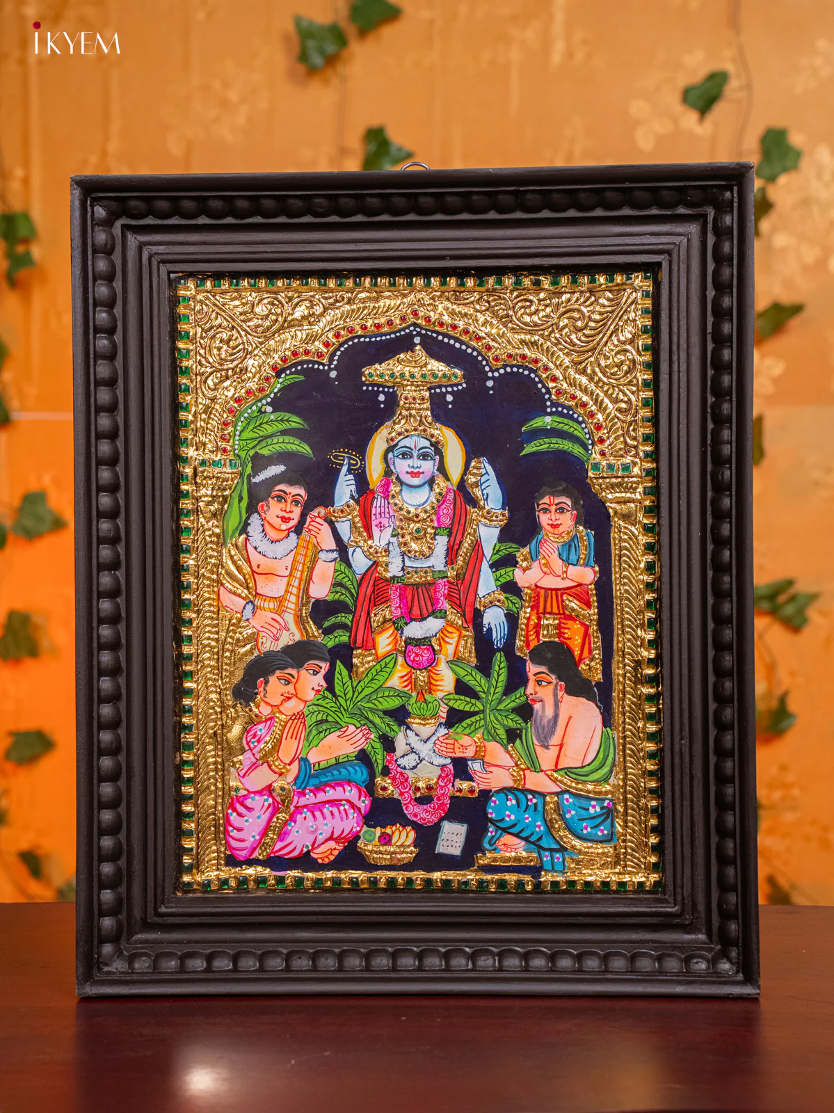 Exquisite Lord Satyanarayana Tanjore painting (18x15 Inches) - KH26182