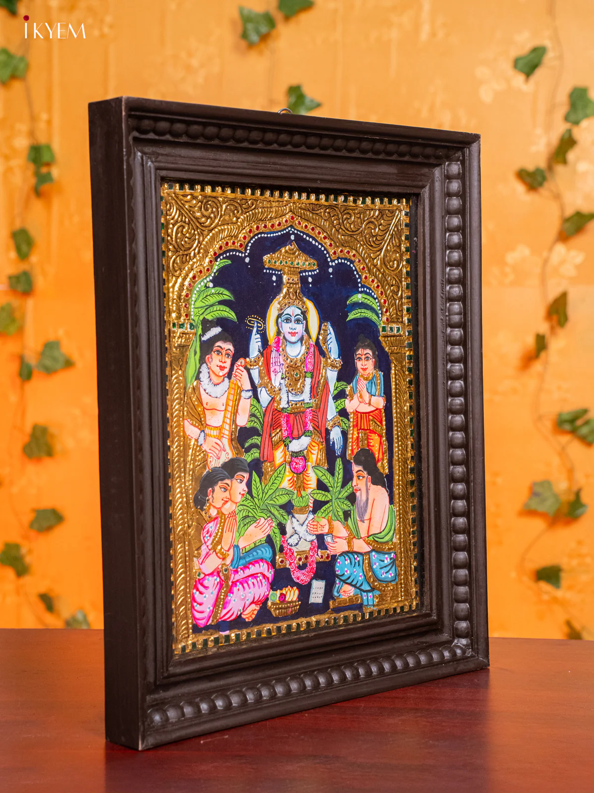 Exquisite Lord Satyanarayana Tanjore painting (18x15 Inches) - KH26182 - Image 2