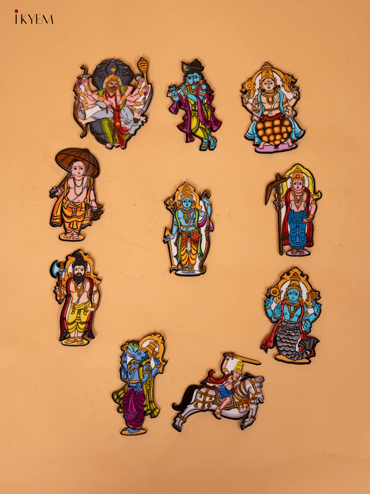 Lord Vishnu's Dasavatharam Printed ACRYLIC FRIDGE MAGNETS SET - KC20144