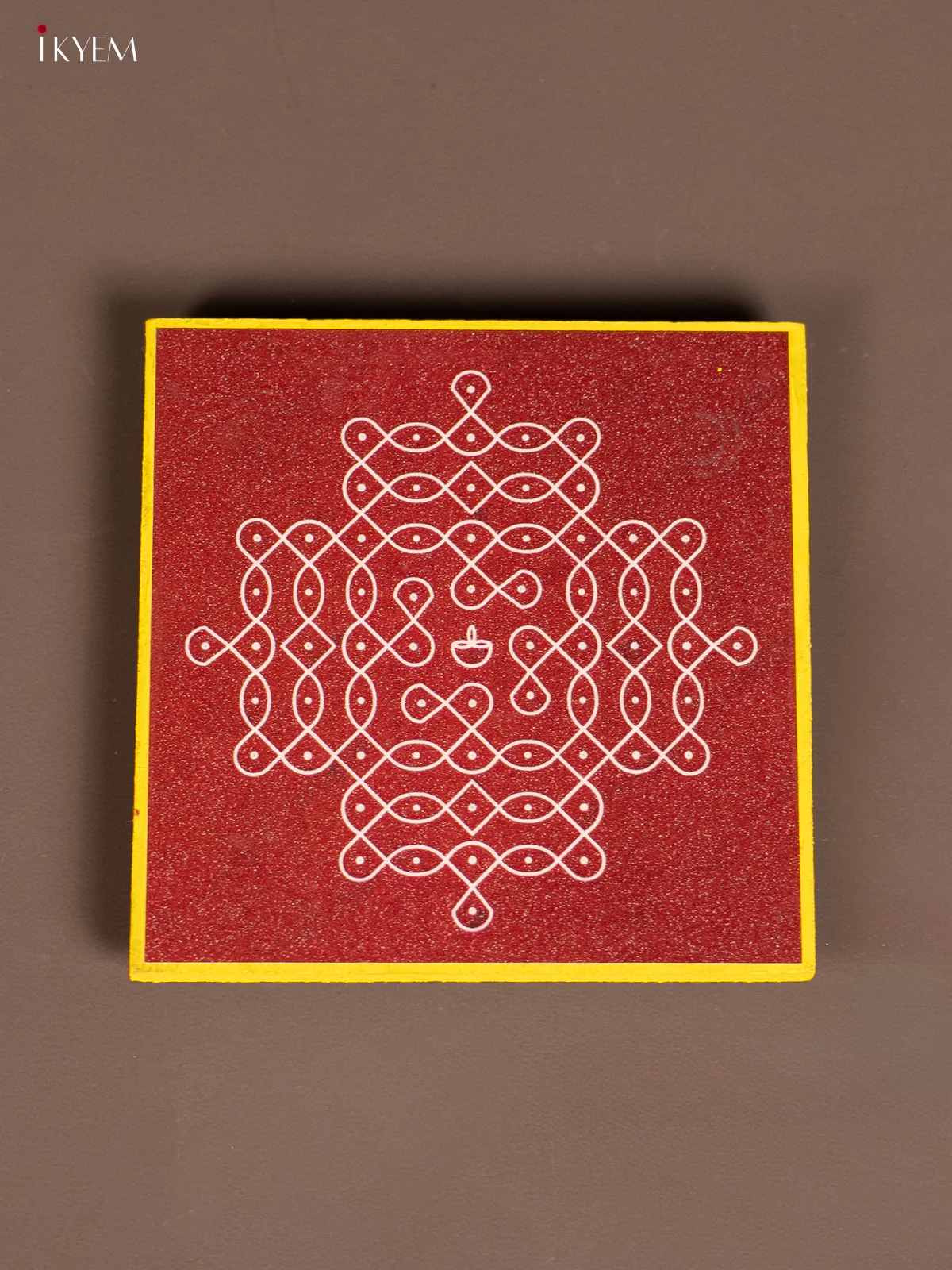 Maroon & Yellow Wooden Kolam Manai - KE29157