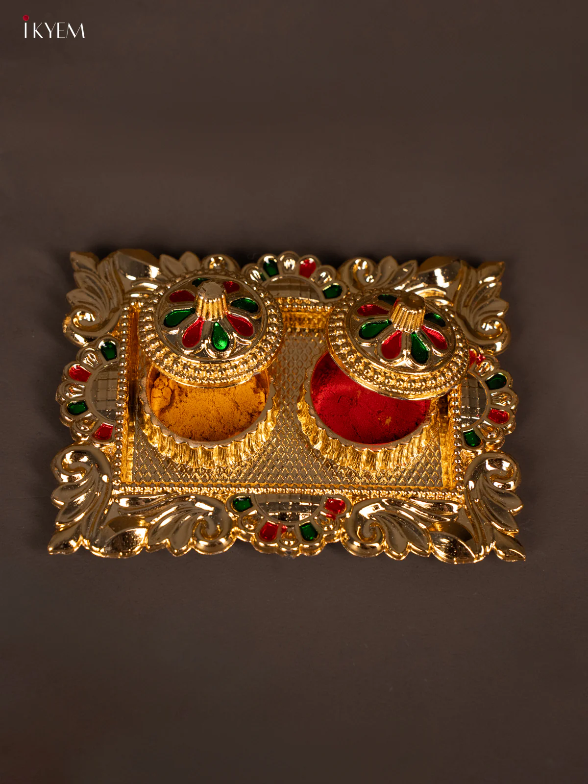 Beautiful Meenakari Haldi Kumkum Holder - KG25202 - Image 2