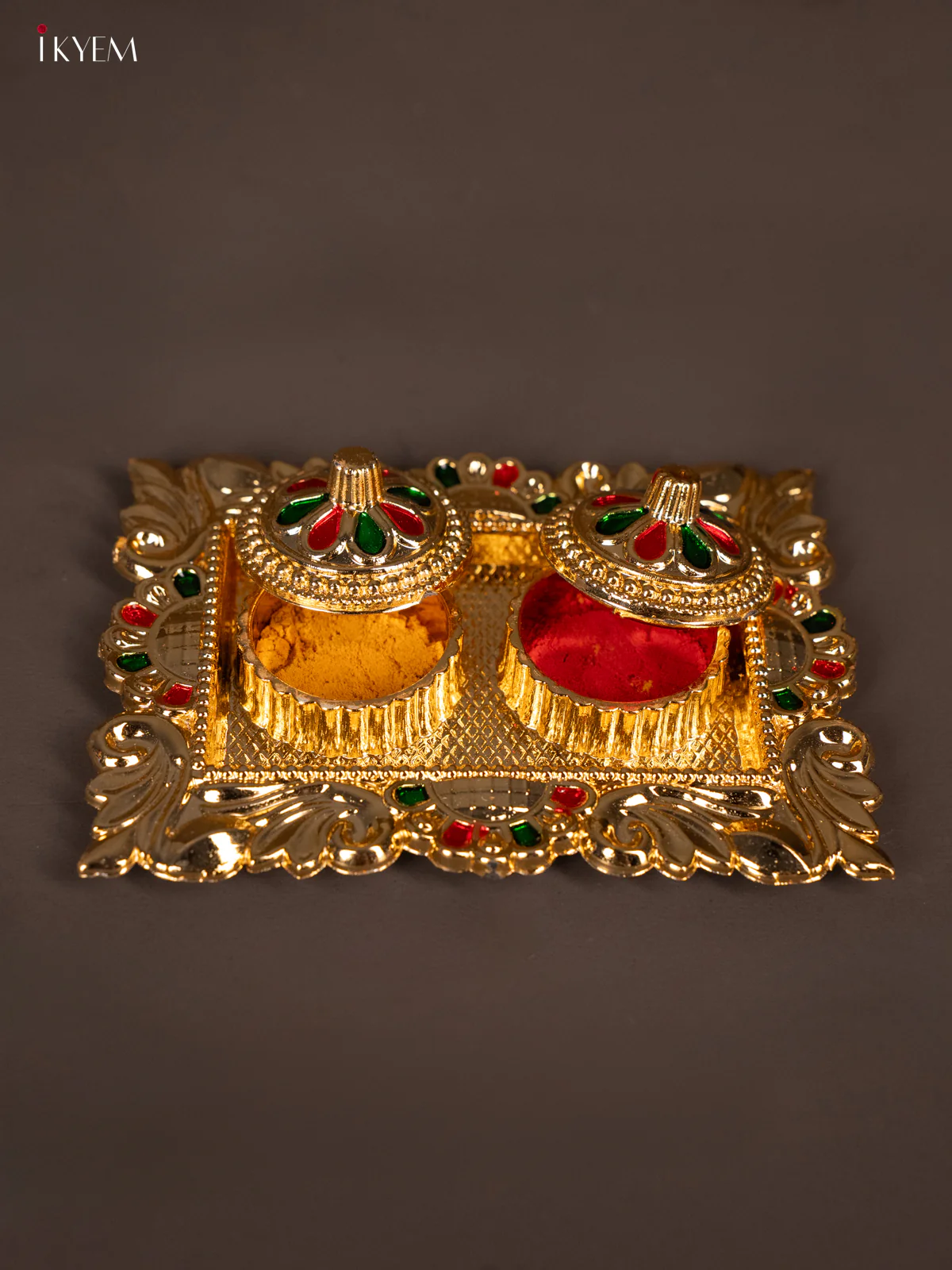 Beautiful Meenakari Haldi Kumkum Holder - KG25202 - Image 3