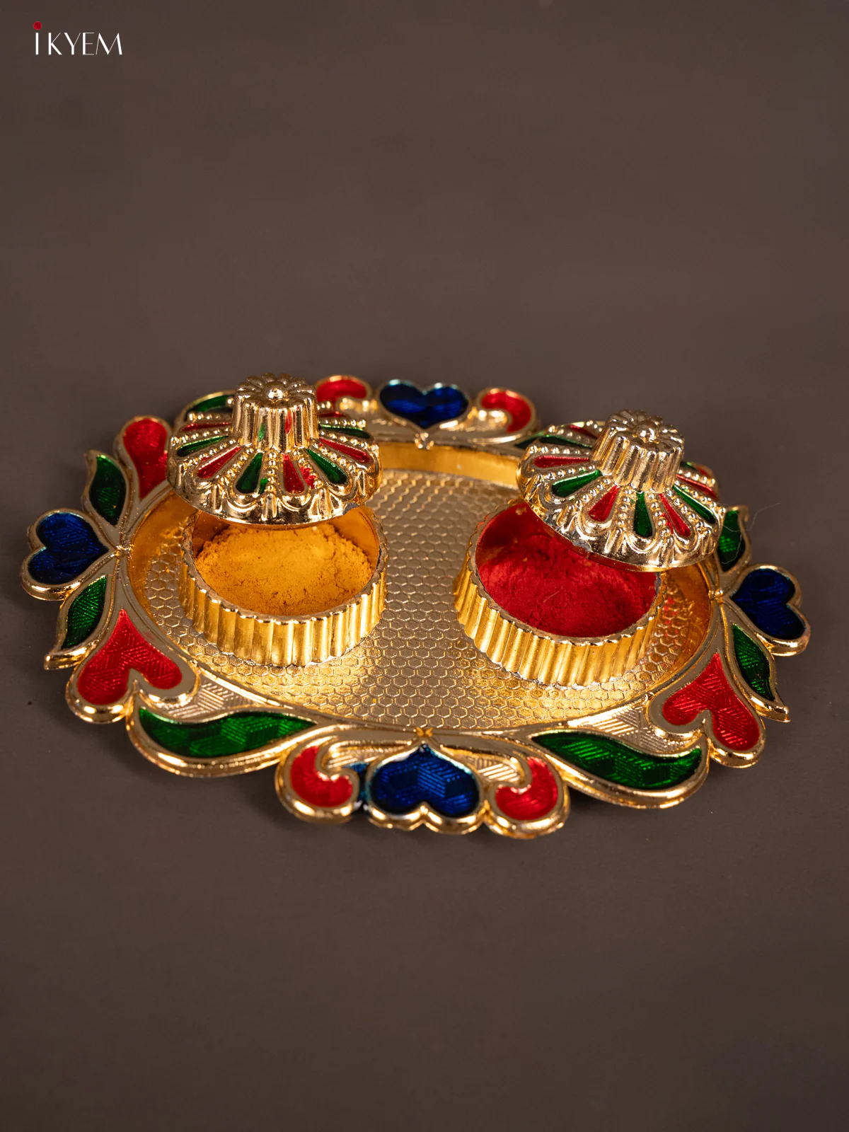 Timeless Meenakari Haldi Kumkum Holder - KG25205 - Image 3