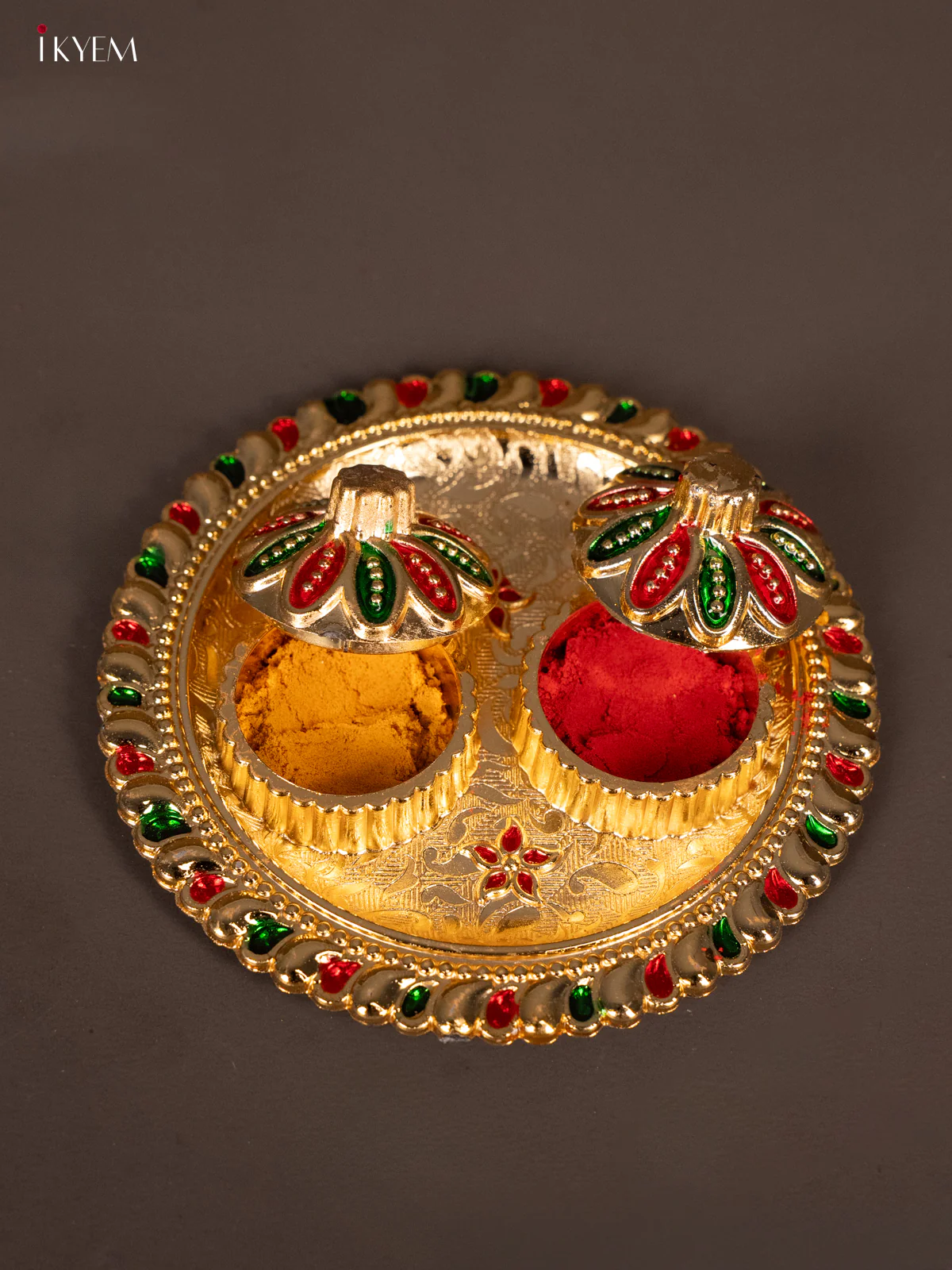 Beautiful Meenakari Haldi Kumkum Holder - KG25208 - Image 2