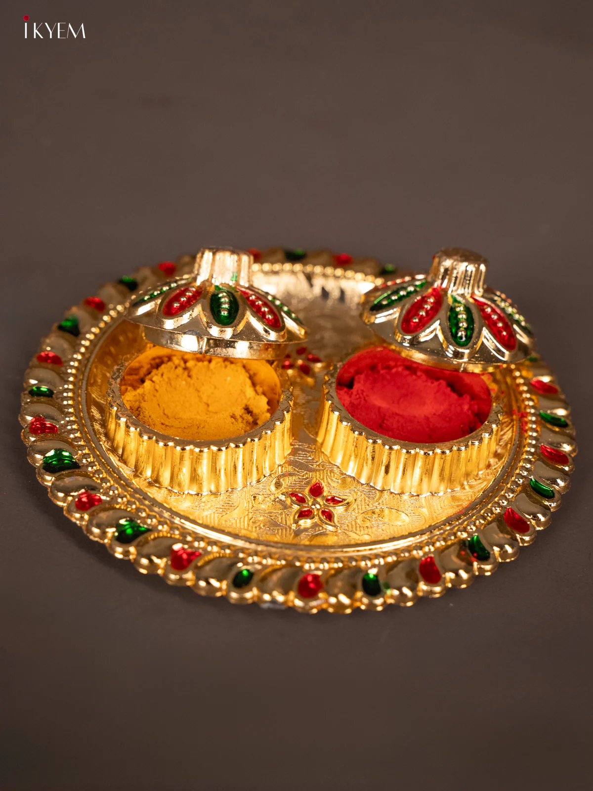 Beautiful Meenakari Haldi Kumkum Holder - KG25208 - Image 3