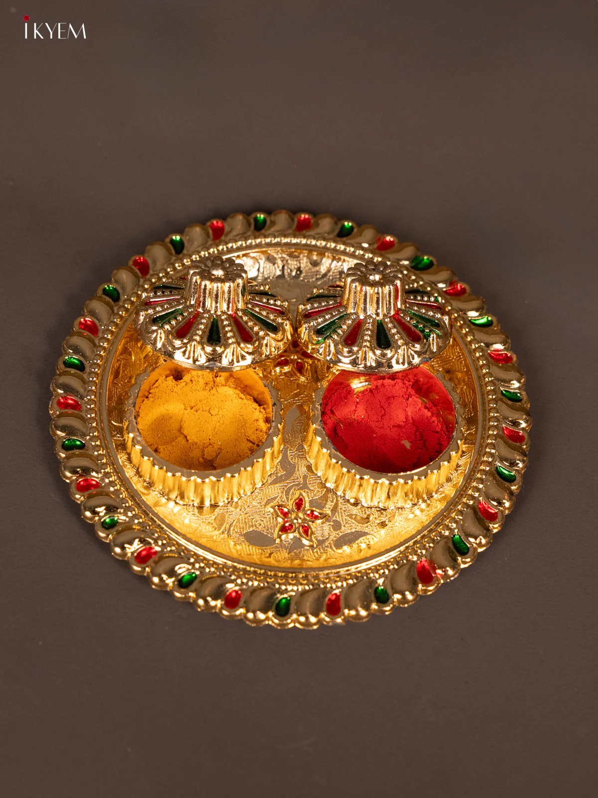 Elegant Meenakari Haldi Kumkum Holder - KG25209 - Image 2