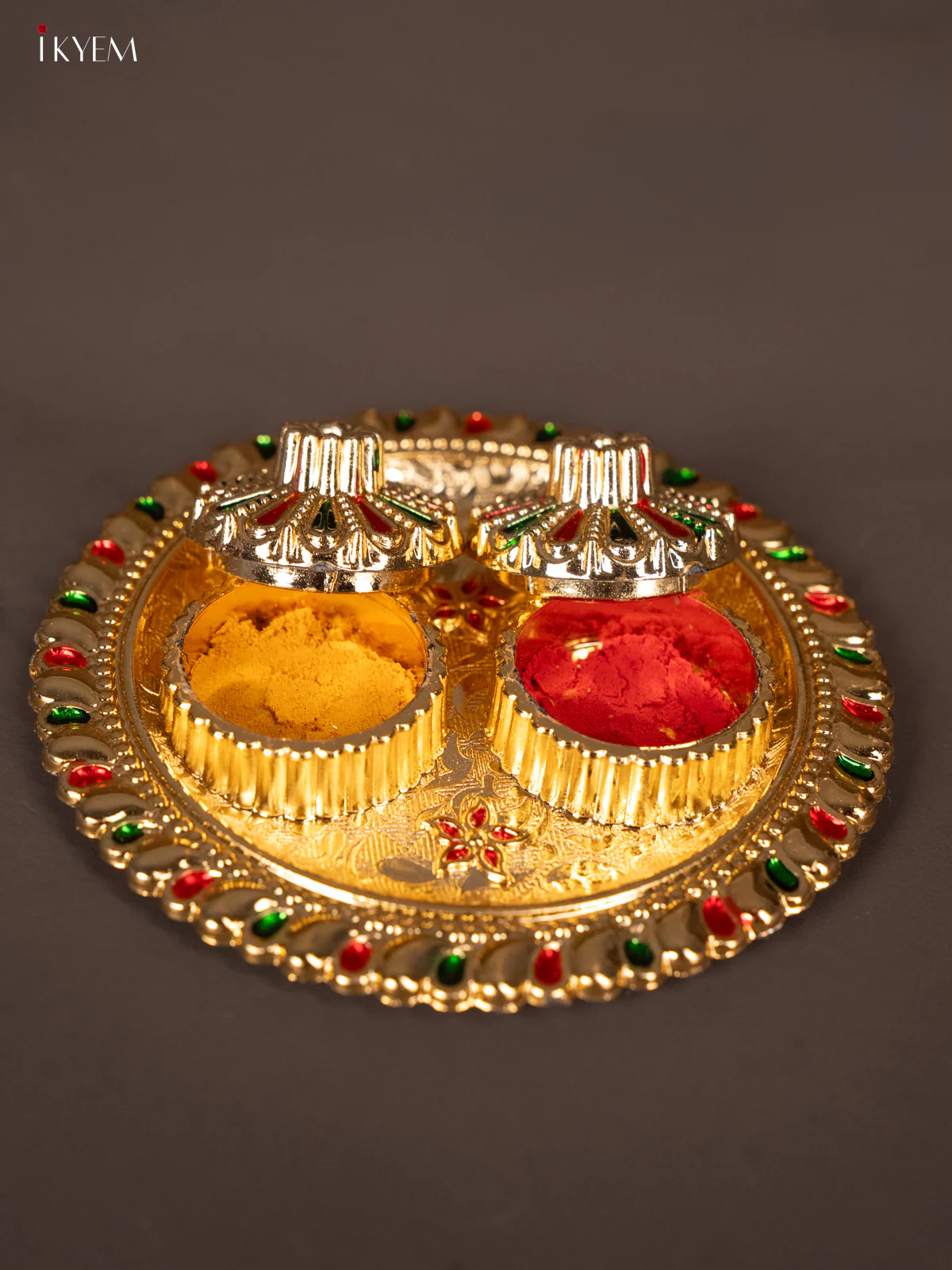 Elegant Meenakari Haldi Kumkum Holder - KG25209 - Image 3