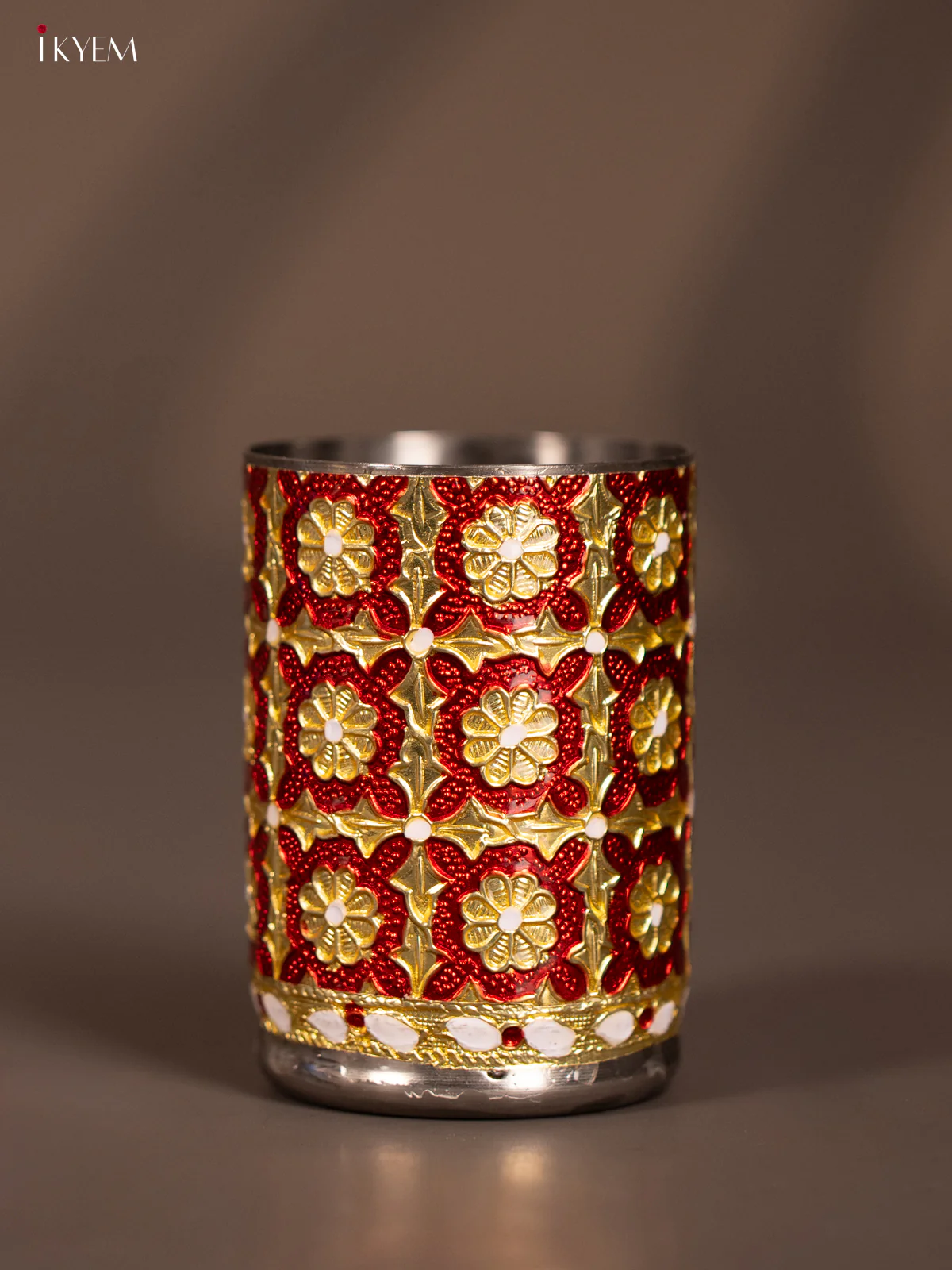 Stunning Red Meenakari Steel Glass - 4 Inch - KG25228