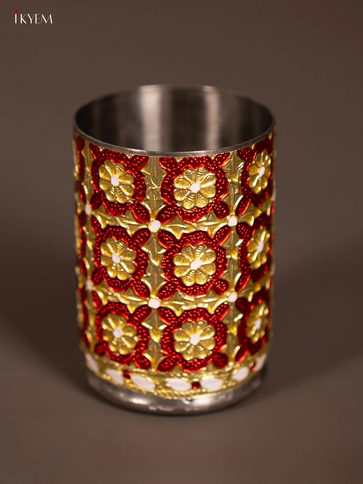 Stunning Red Meenakari Steel Glass - 4 Inch - KG25228 - Image 2