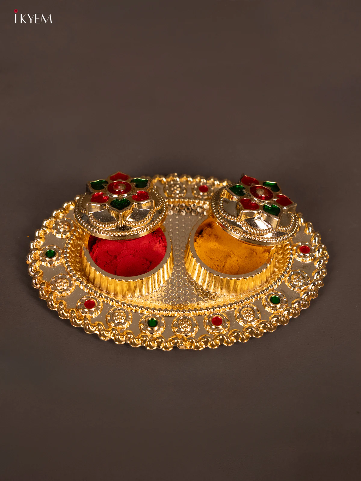 Elegant Meenakari Haldi Kumkum Holder - KG25204 - Image 2