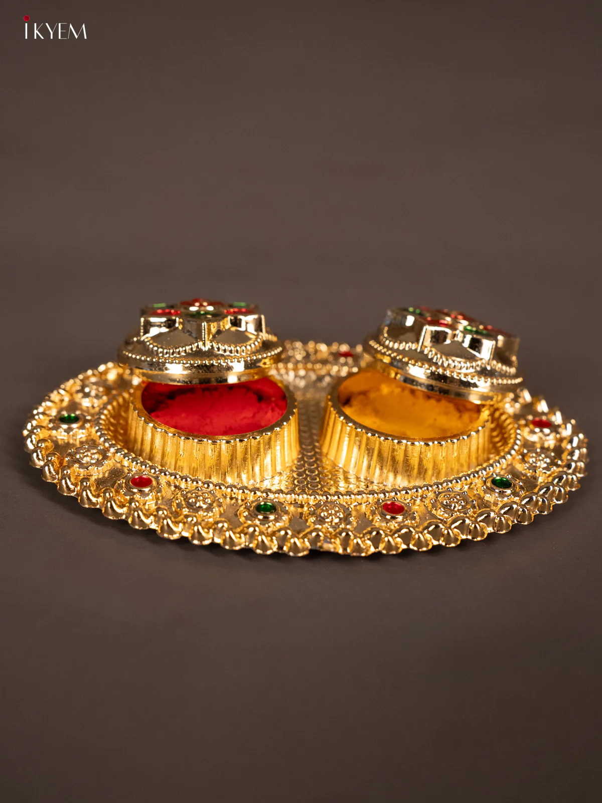 Elegant Meenakari Haldi Kumkum Holder - KG25204 - Image 3