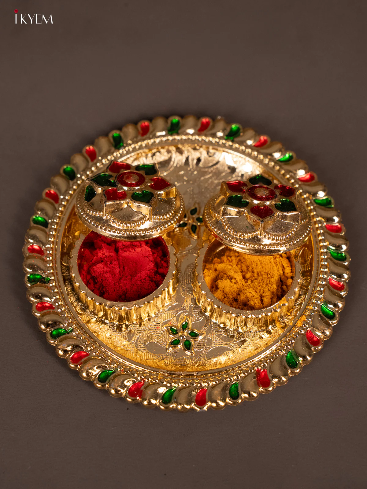 Chic Meenakari Haldi Kumkum Holder - KG25211 - Image 2