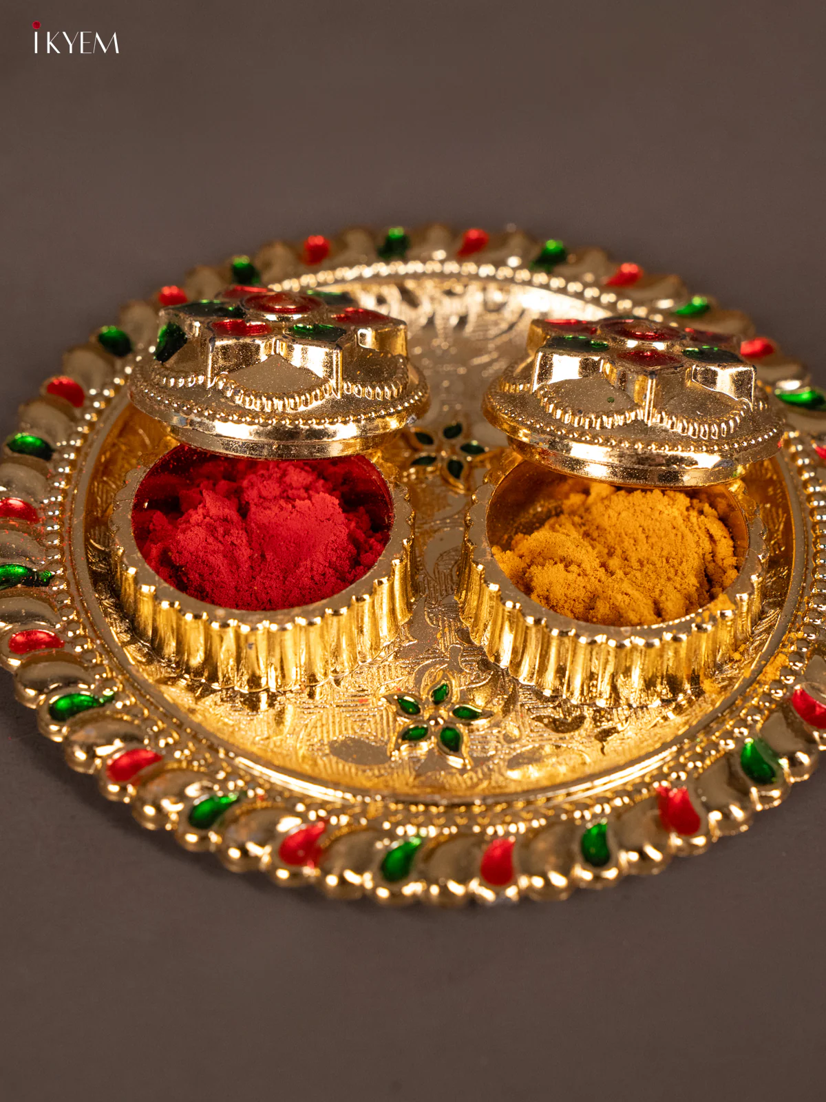 Chic Meenakari Haldi Kumkum Holder - KG25211 - Image 3