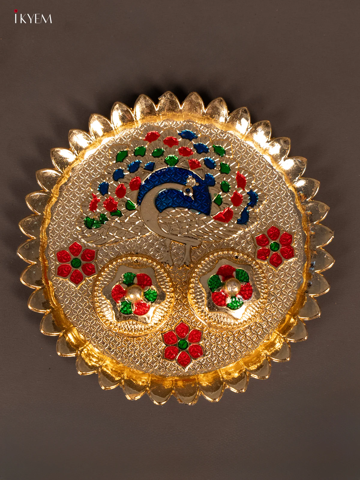 Meenakari Peacock Printed Haldi Kumkum Holder - KG25212