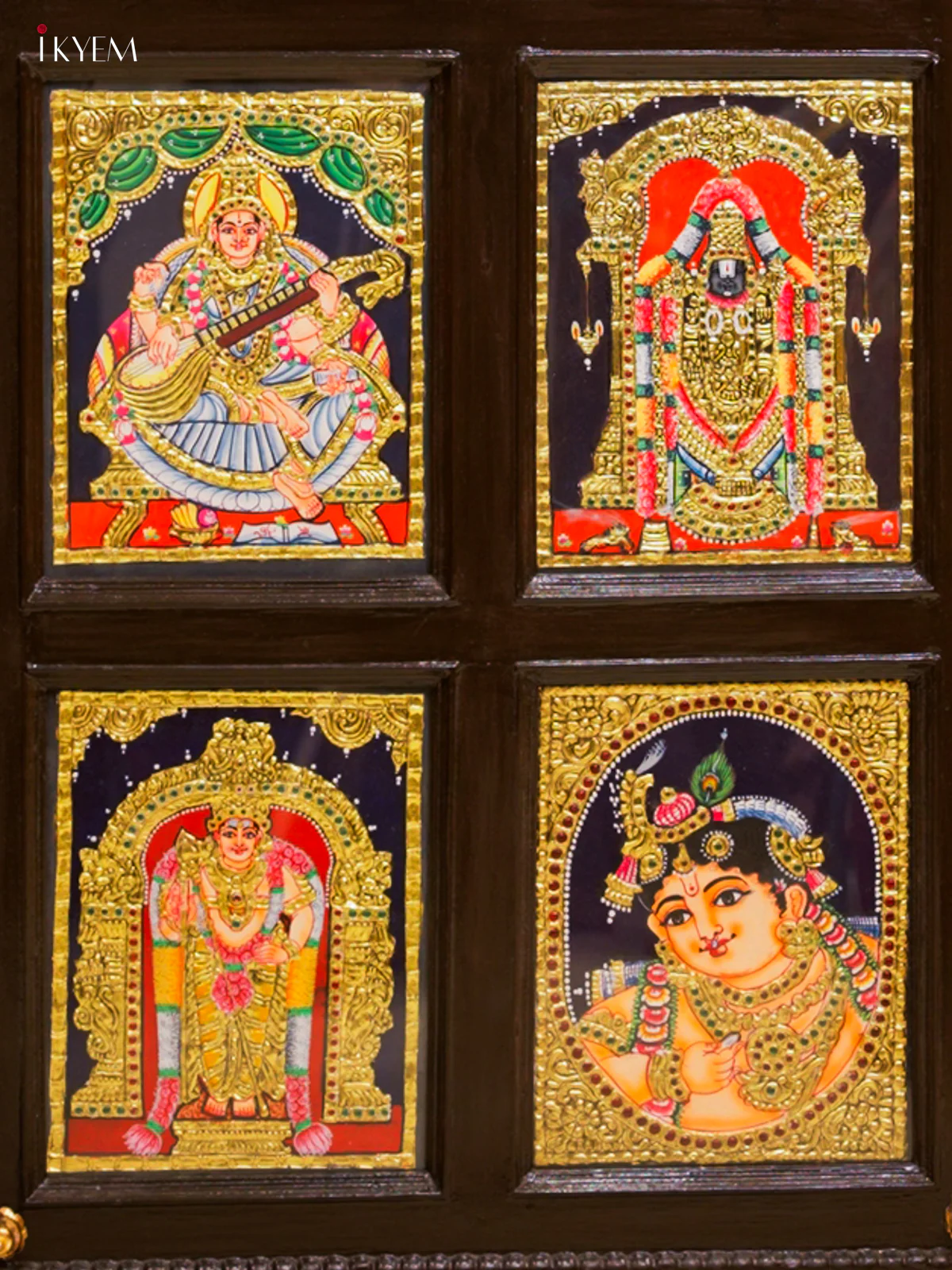 6-in-1 Tanjore Painting in Regal Teak Wood Frame - KE03114 - Image 3