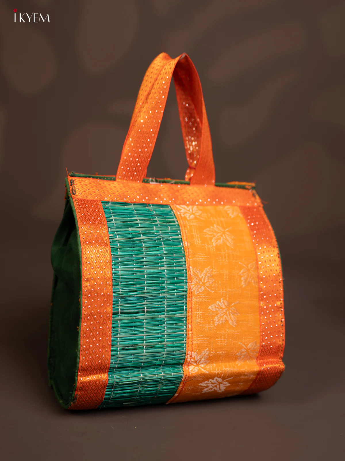 GREEN & ORANGE Raw Silk with Korai Handbag - KE10150 - Image 2