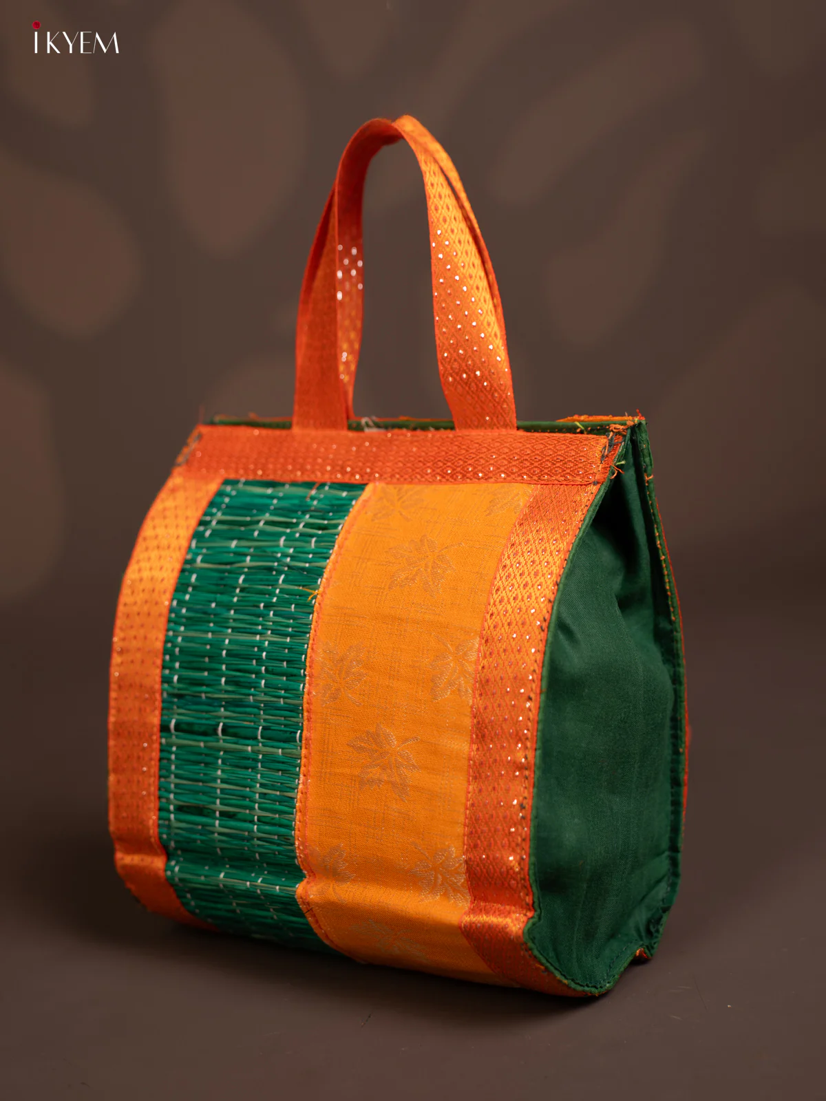 GREEN & ORANGE Raw Silk with Korai Handbag - KE10150 - Image 3