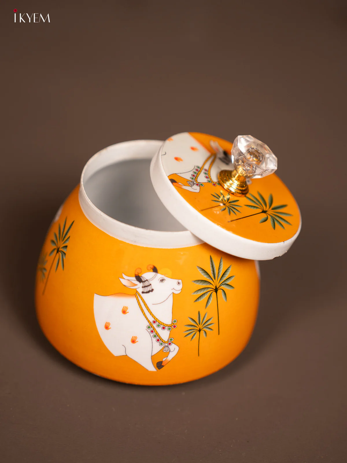 Pichwai Cow Printed Orange Dry Fruits Jars - KF21159 - Image 2