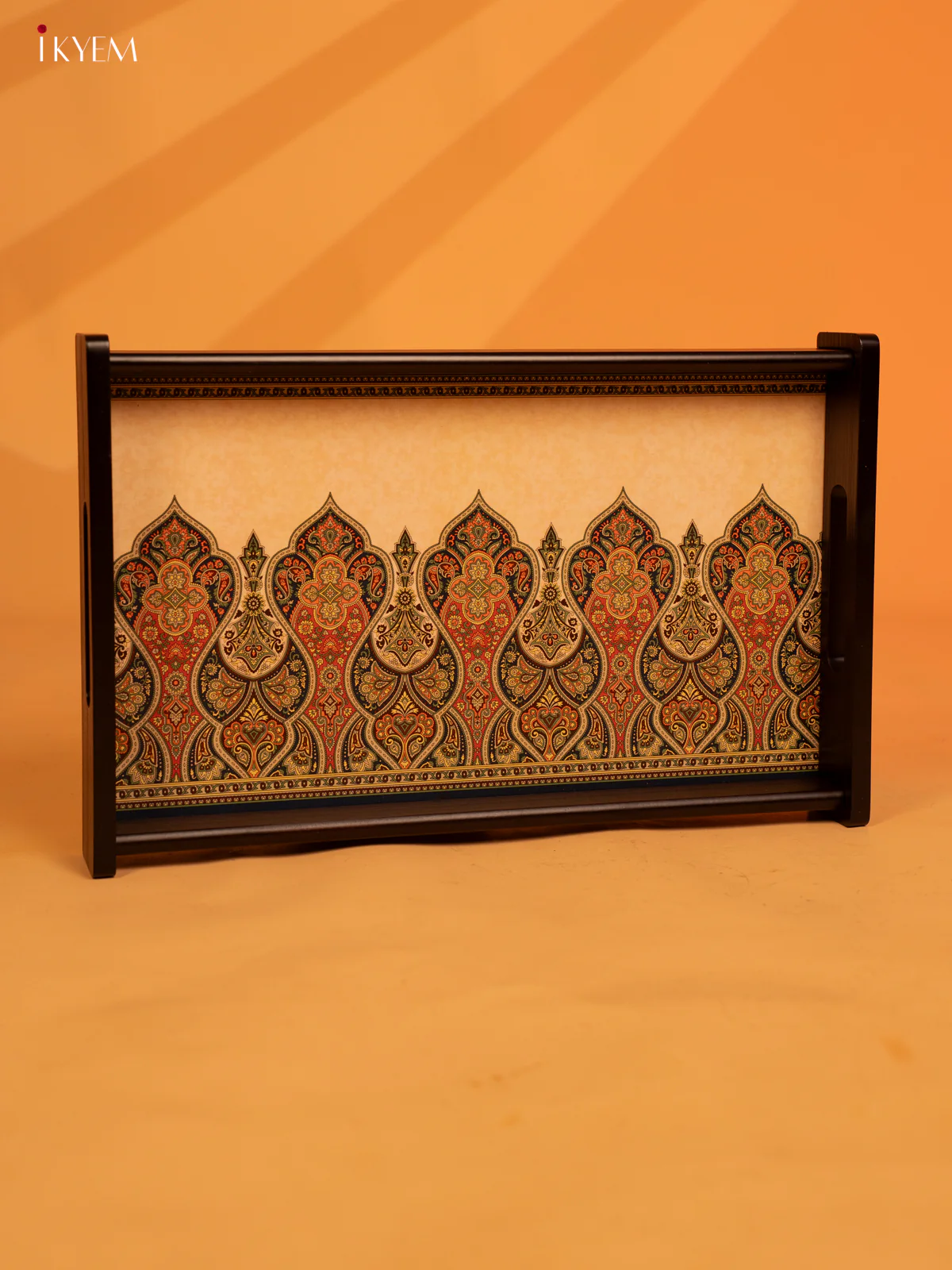 Ethnic Paisley Motif Printed Wooden Tray (16×10) - KL18116