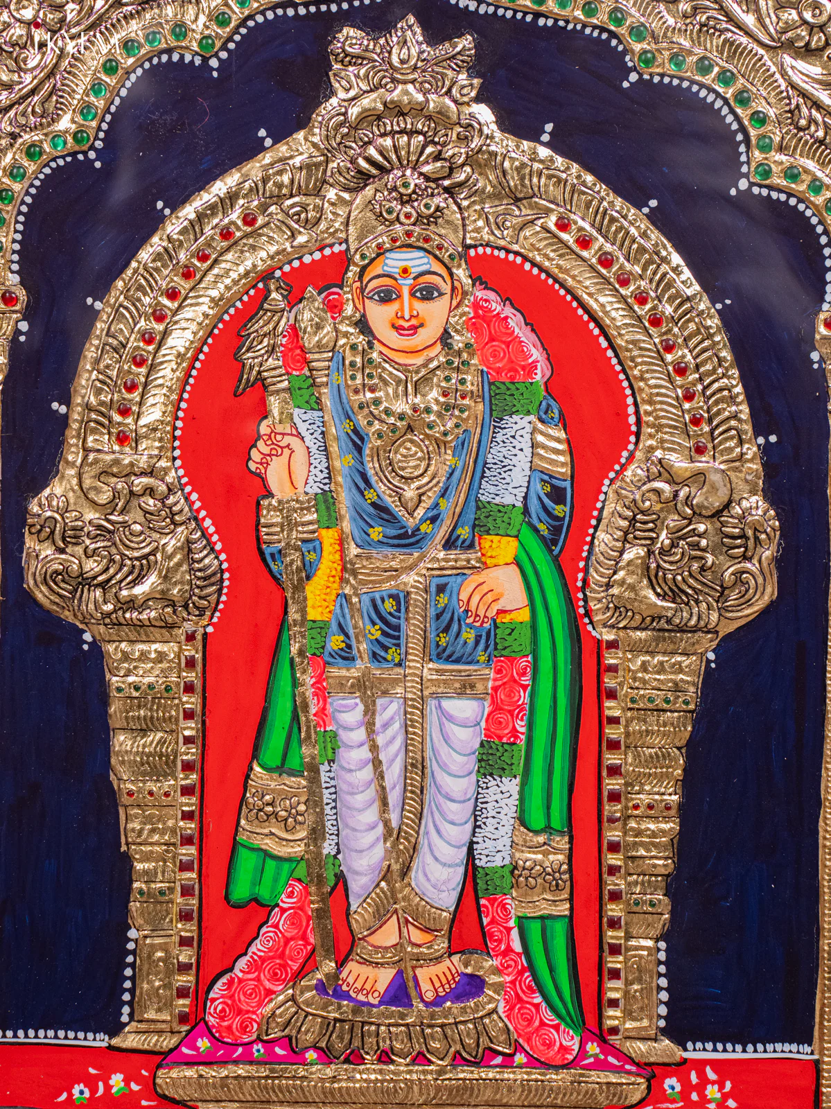 Raja Alangara Palani Andavar Tanjore painting - (18x15) Inch - KH26185 - Image 3