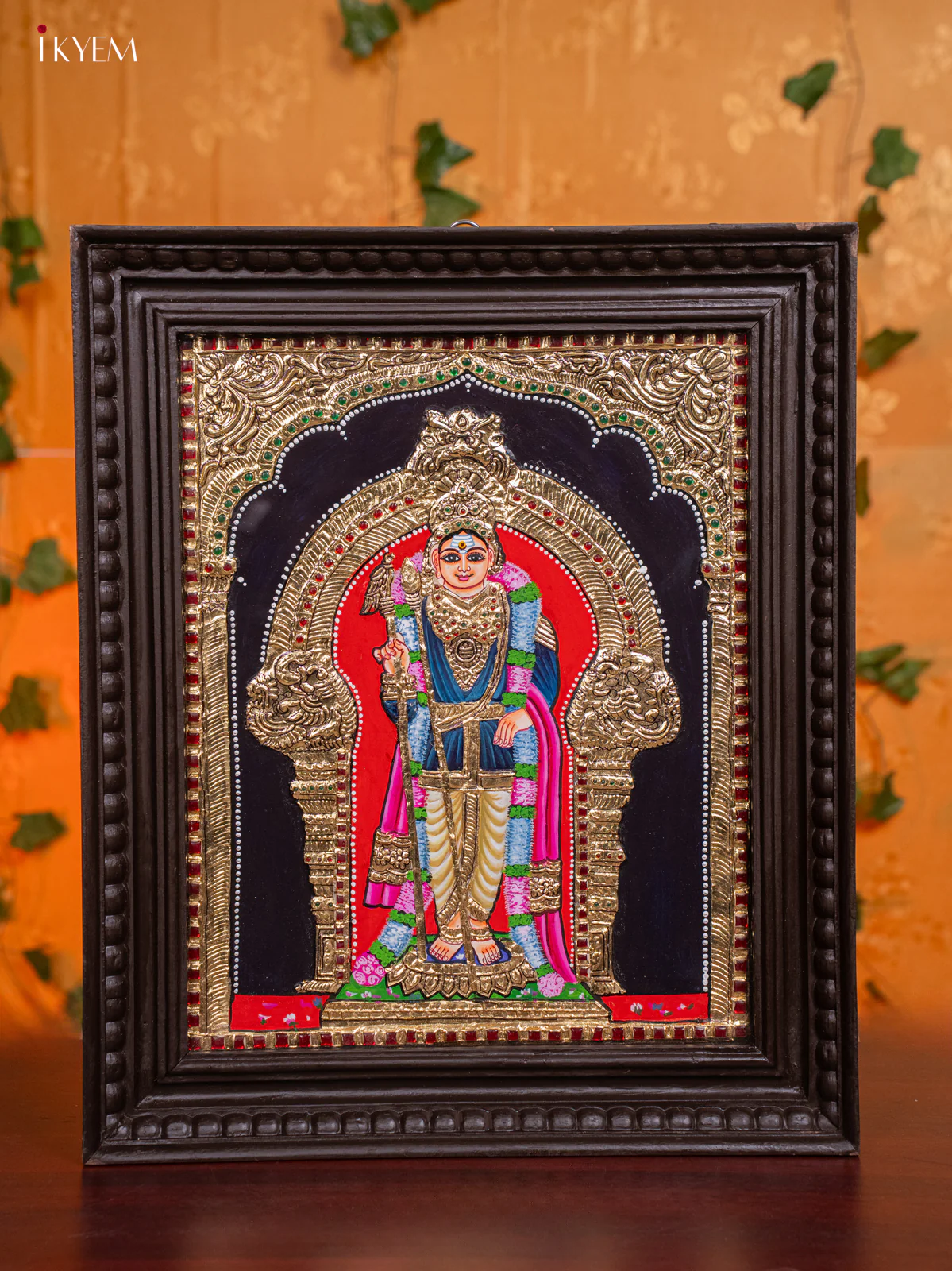Divine Palani Murugan Thanjavur painting In Teak Wood Frame (18x15 Inch) - KH26186