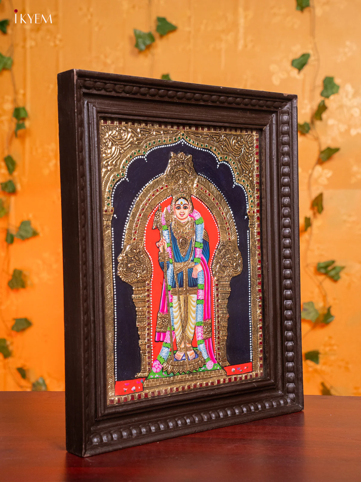 Divine Palani Murugan Thanjavur painting In Teak Wood Frame (18x15 Inch) - KH26186 - Image 2