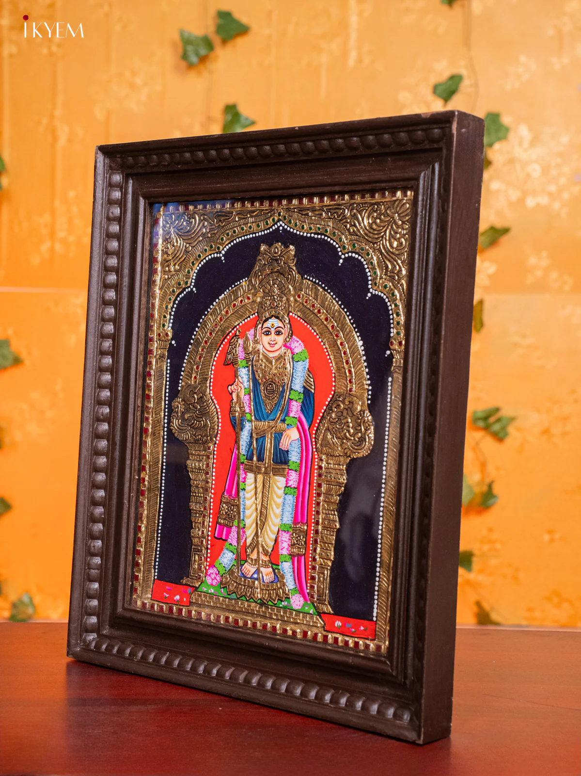 Divine Palani Murugan Thanjavur painting In Teak Wood Frame (18x15 Inch) - KH26186 - Image 4