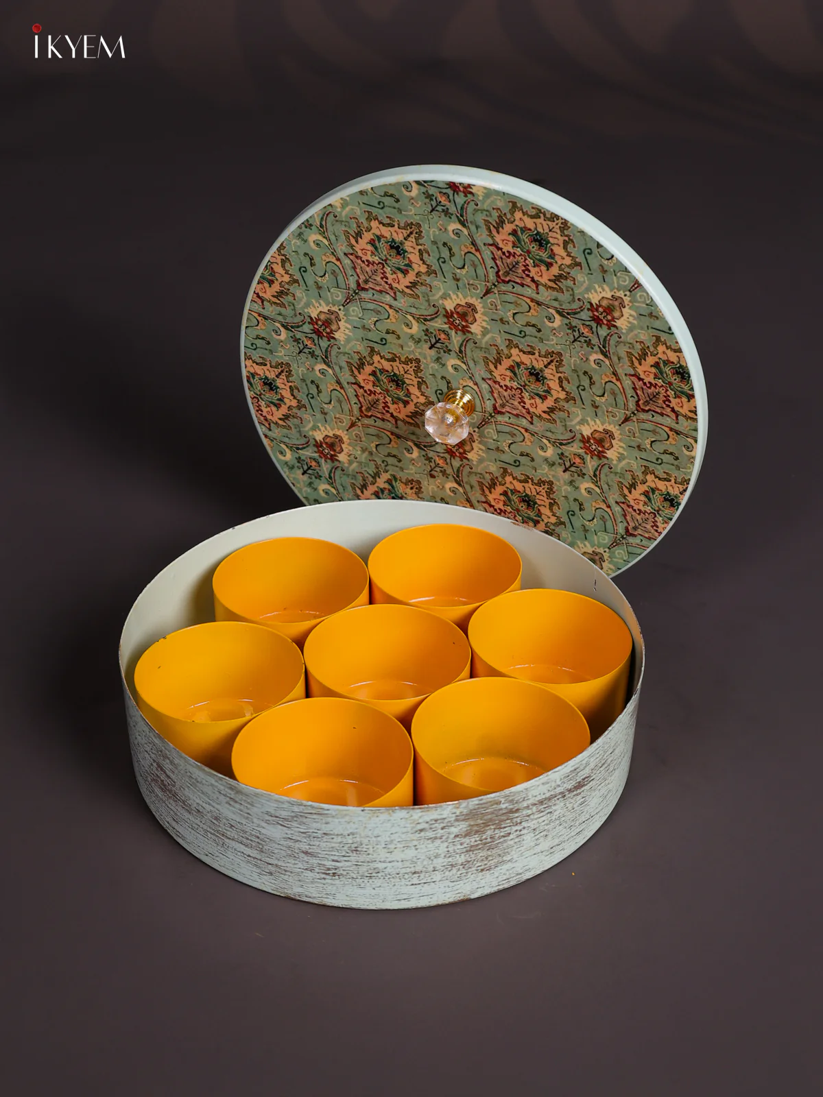 Pretty Pastel Green masala storage box In Steel - 8 Inch - KJ30124 - Image 2