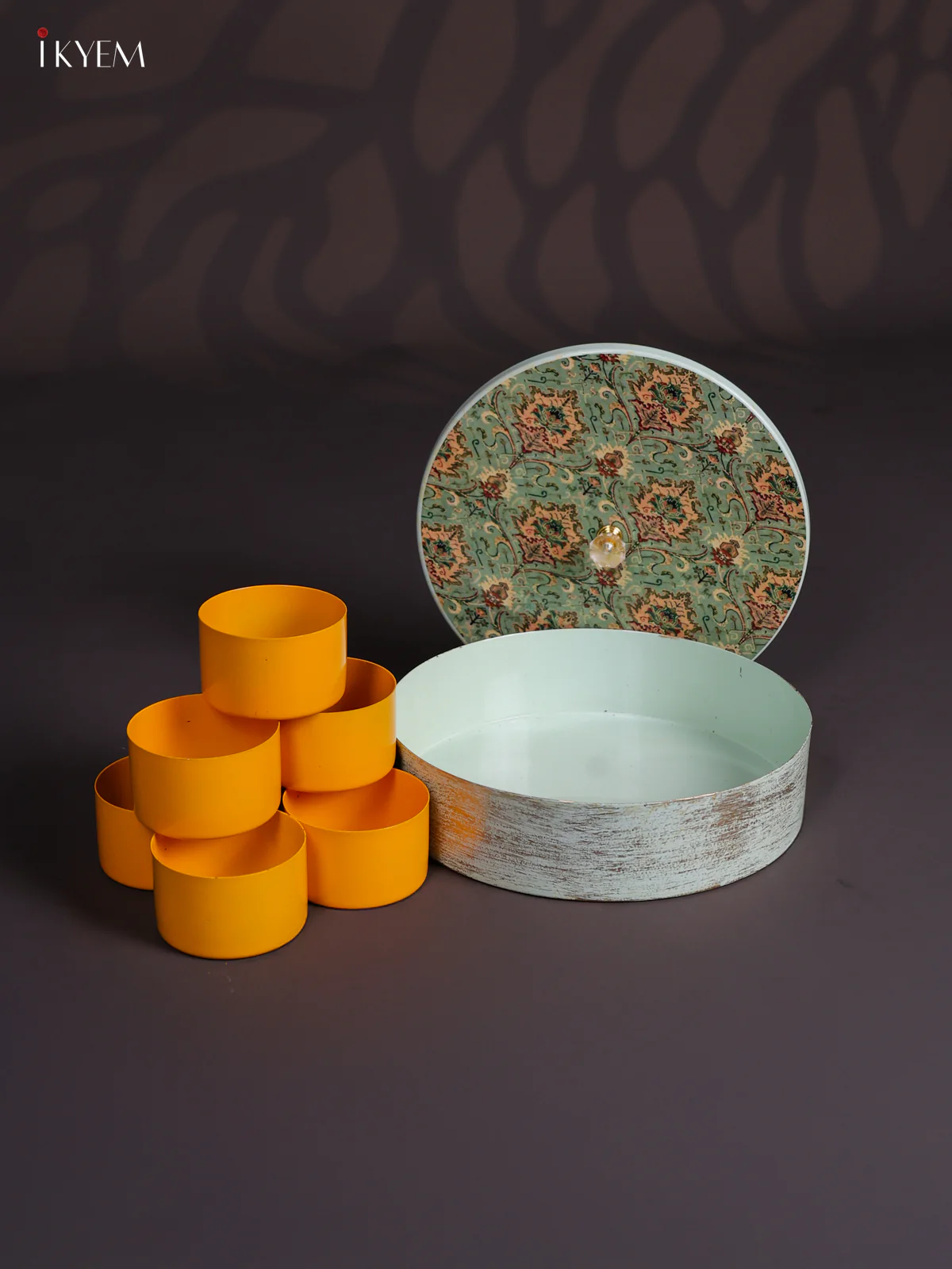 Pretty Pastel Green masala storage box In Steel - 8 Inch - KJ30124 - Image 3