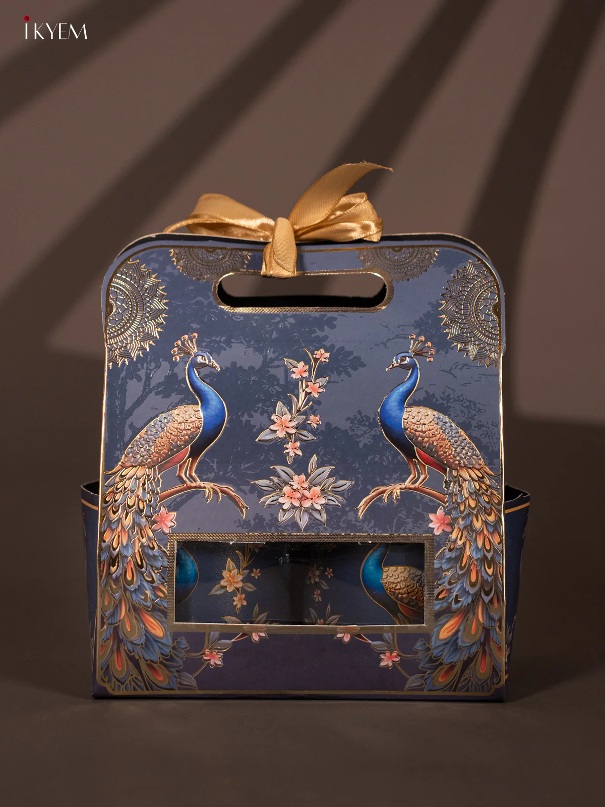 Peacock Printed DARK BLUE Gift Hamper Box With Set Of 2 Jars - KG17115 - Image 5