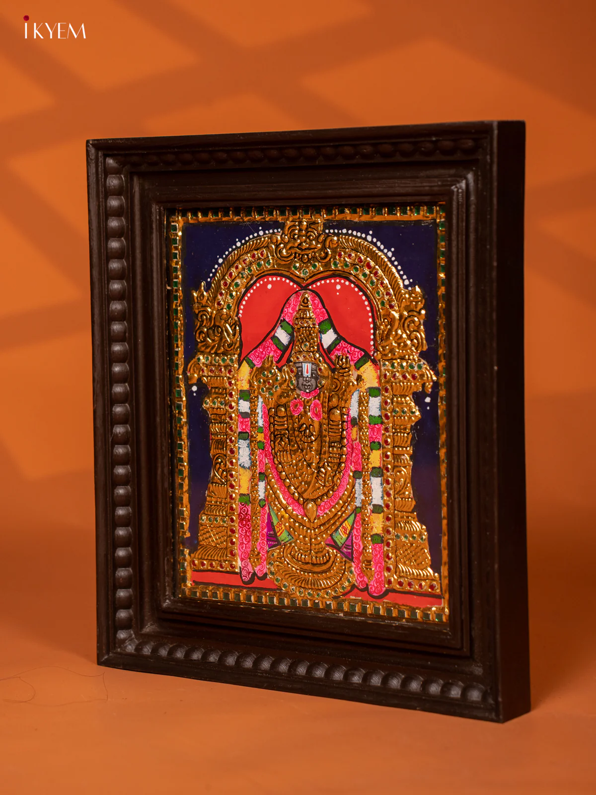 Divine Perumal Tanjore Painting in Teakwood Frame - KE27199 - Image 4