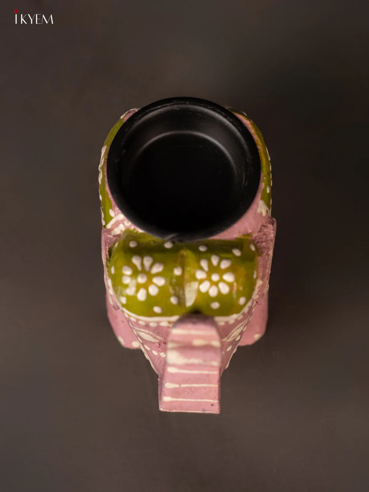 Hand-Painted Wooden Elephant T-Light - Pink - 3 Inch - KH02115 - Image 2