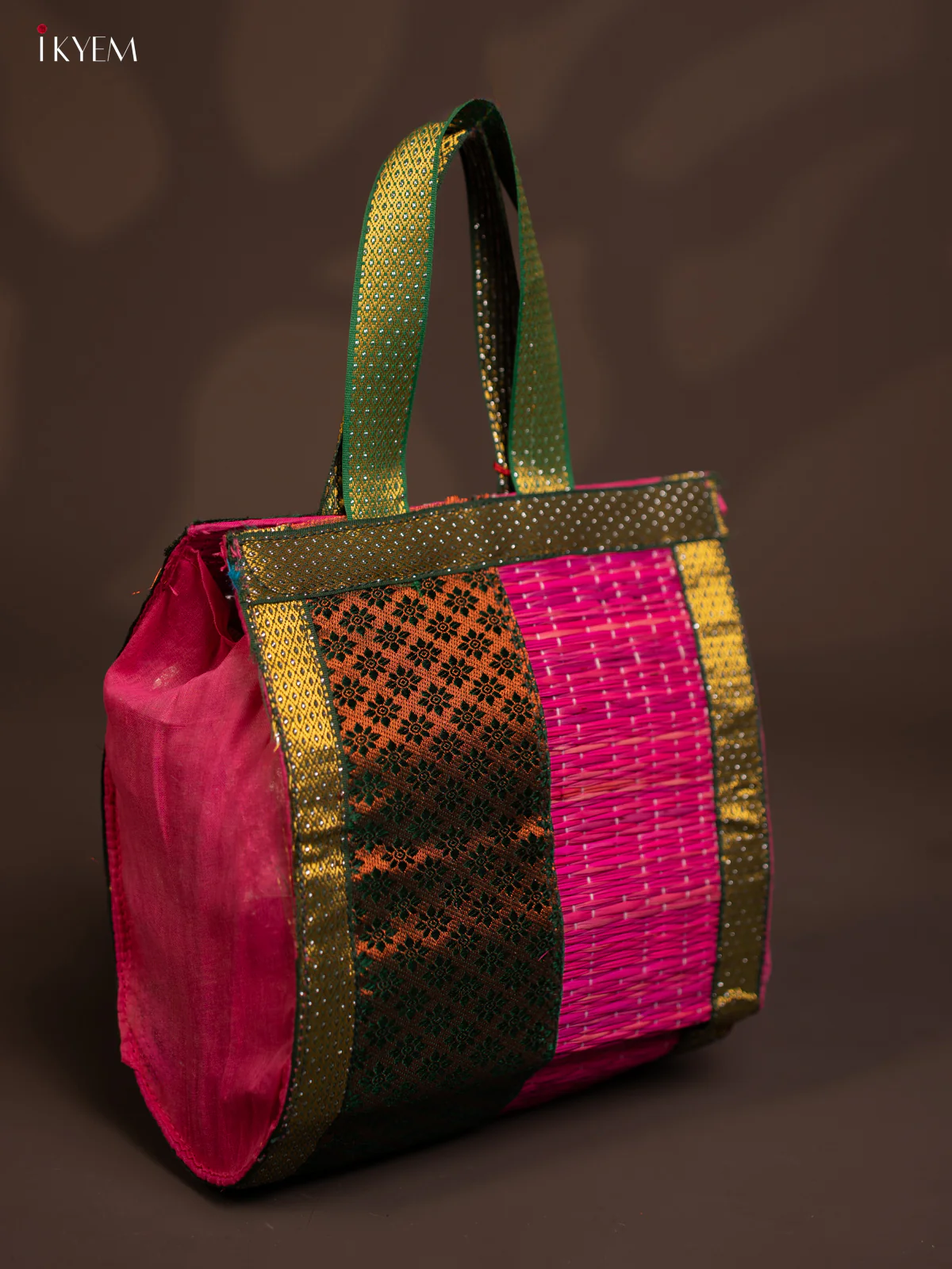 PINK & GREEN Raw Silk with Korai Handbag - KE10151 - Image 2