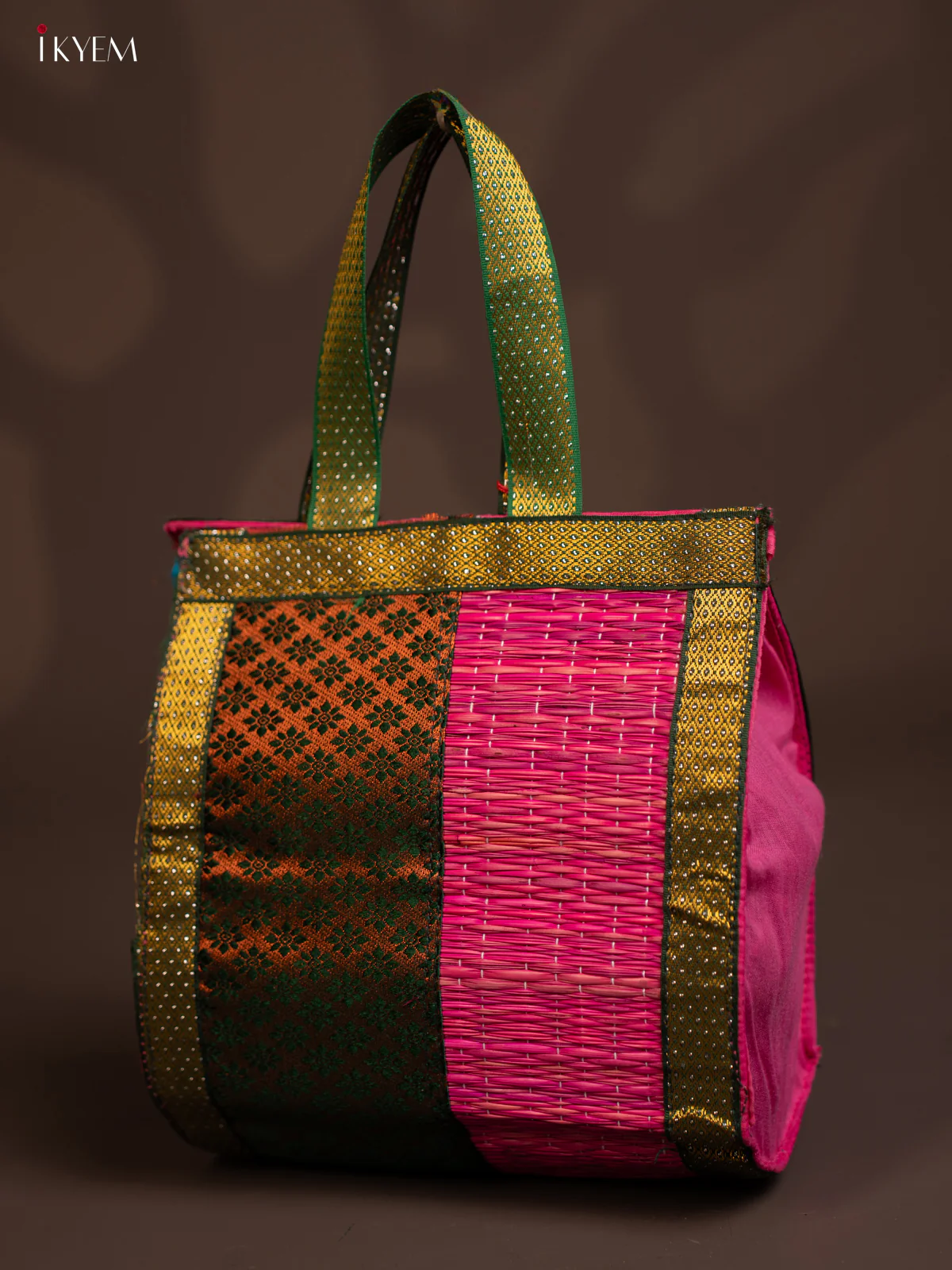 PINK & GREEN Raw Silk with Korai Handbag - KE10151 - Image 3