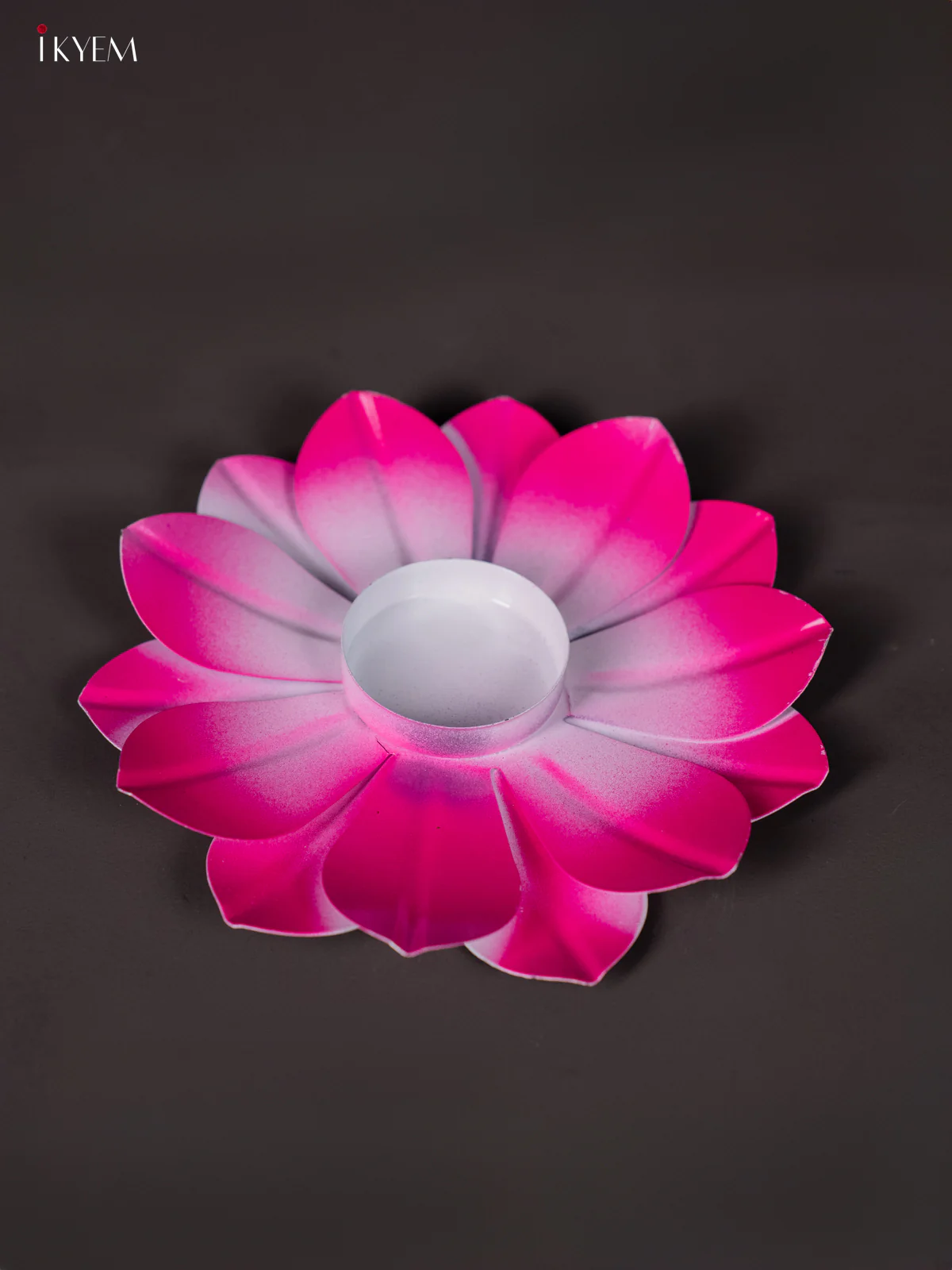 Charming Pink Hand-Painted Lotus T-Light Candle Holder - KI01205