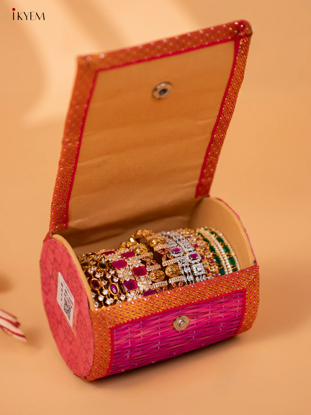 Pink Korai and Raw Silk Round Bangle Box - KC20129 - Image 4