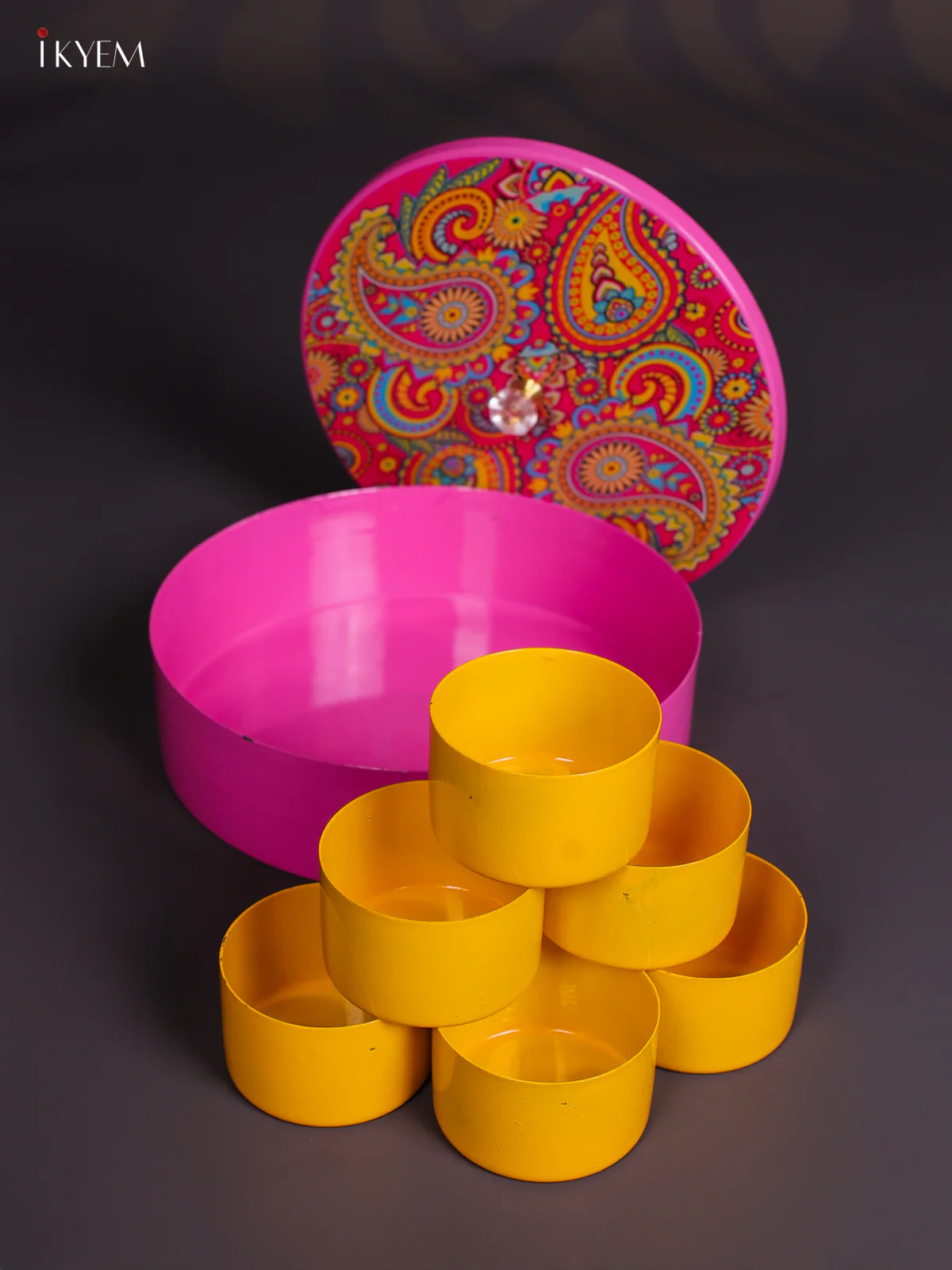 Versatile Metal Masala Storage Box - Pink - 8 Inch - KJ30121 - Image 3